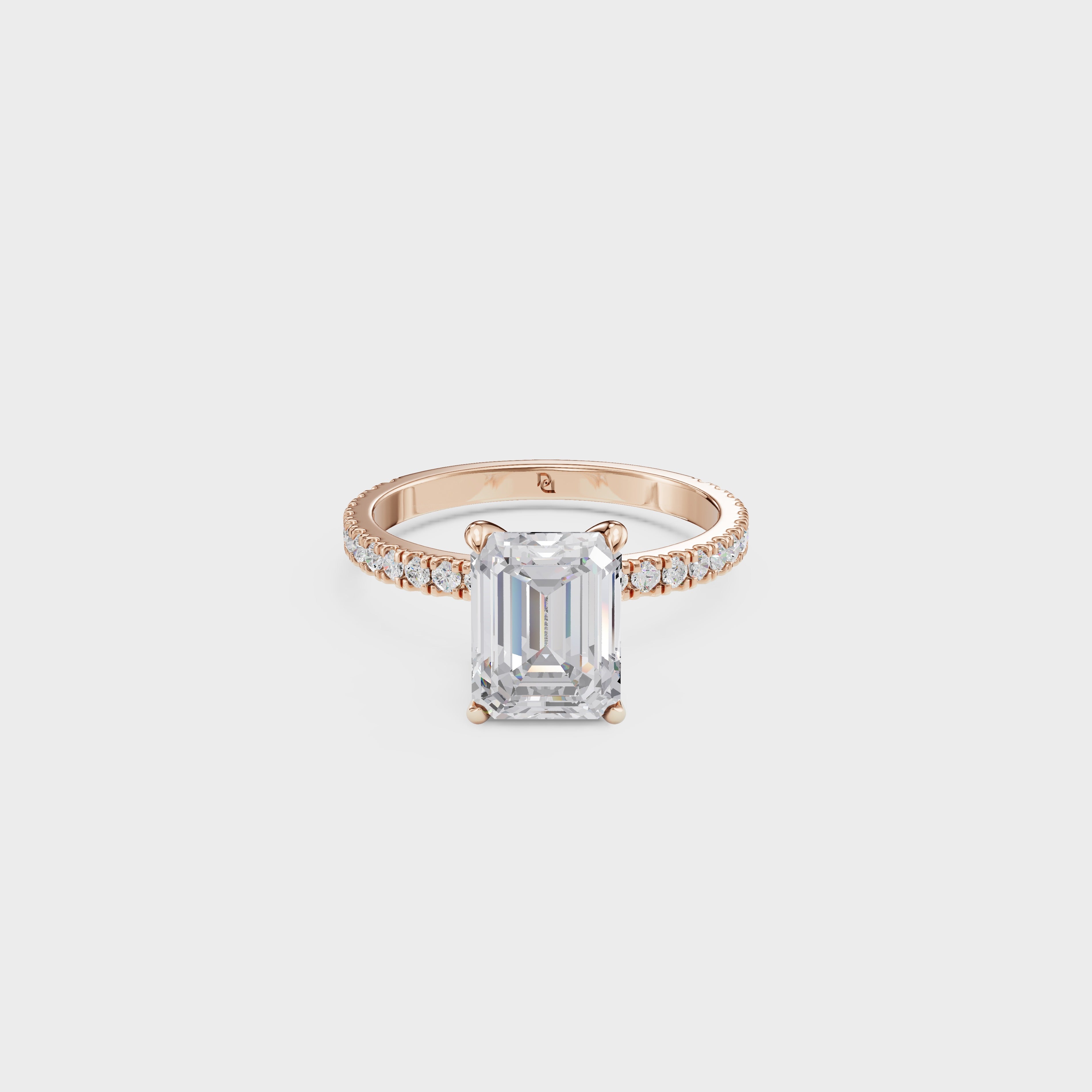 Emerald Diamond Hidden Halo Ring
