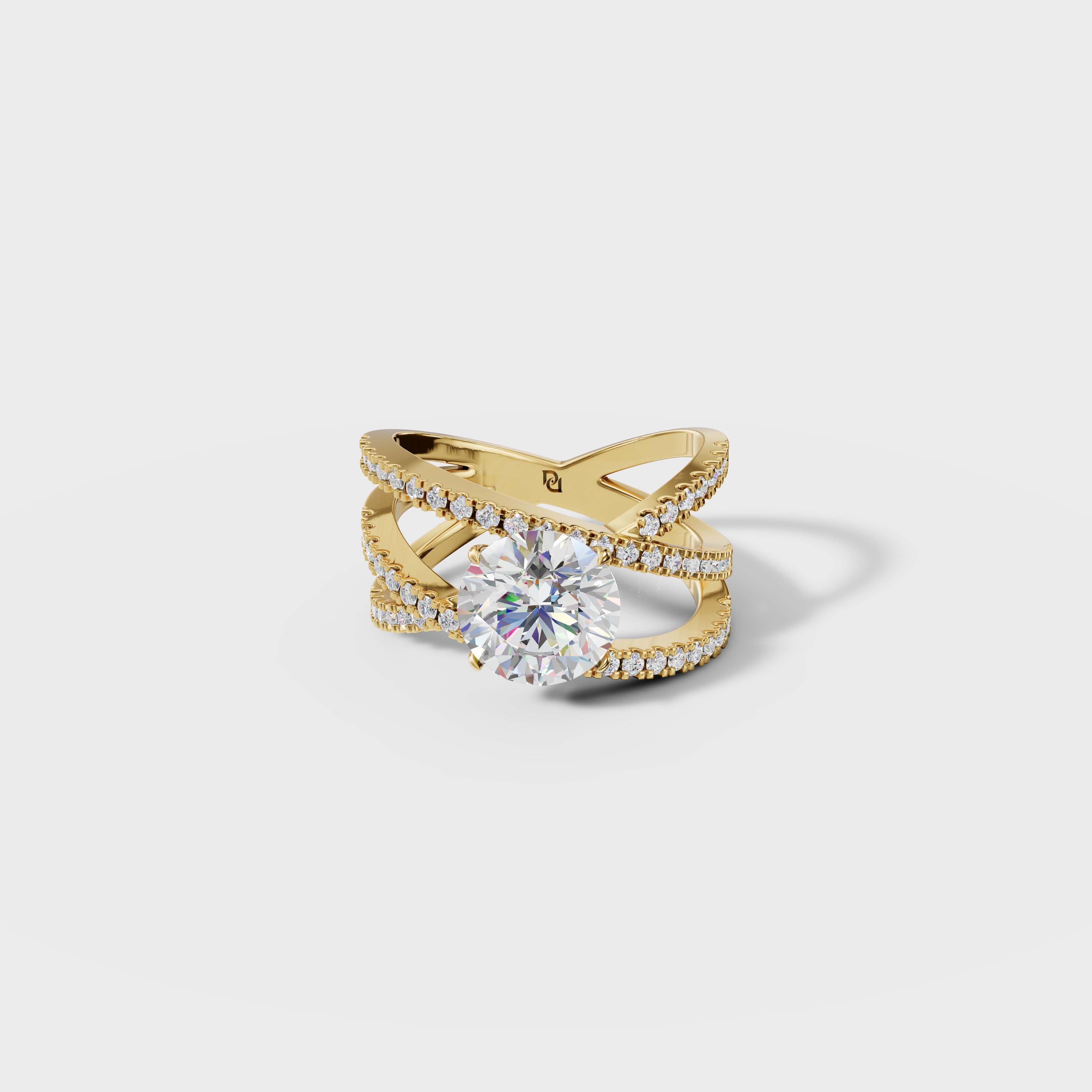 Round Criss Cross Engagement Ring