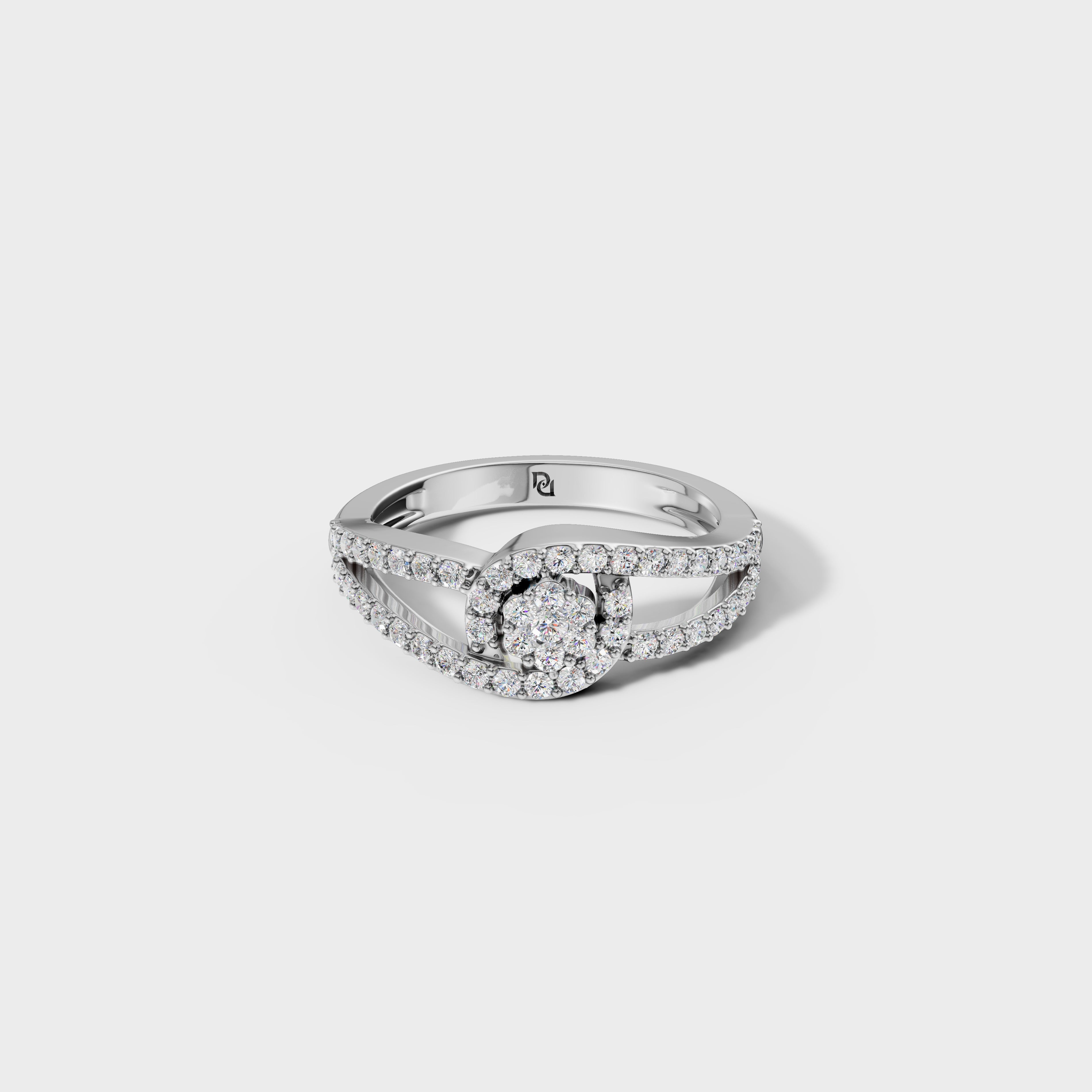 Sparkling Diamond Cluster Ring with Accented Shank