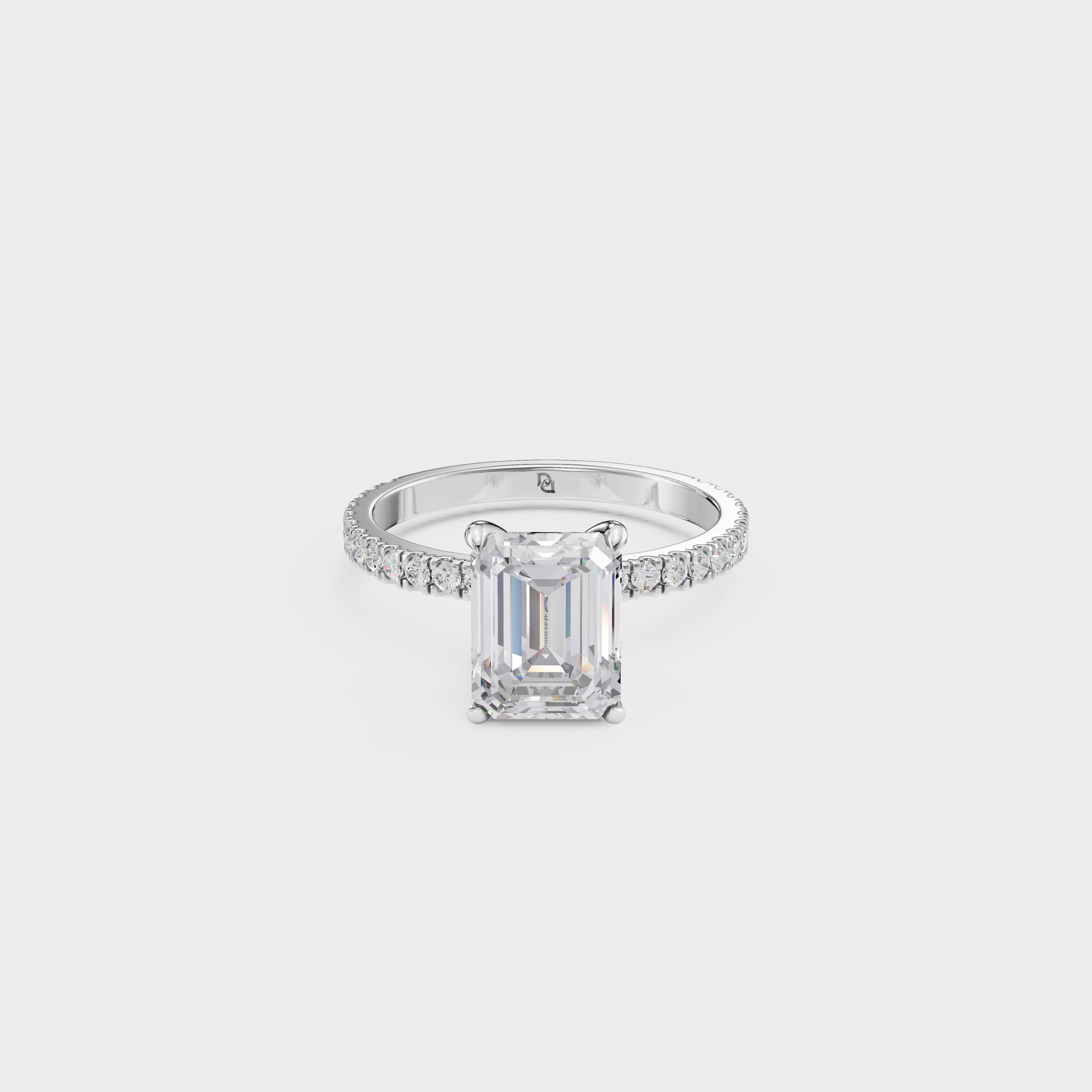 Emerald Cut Engagement Ring with Pavé Band