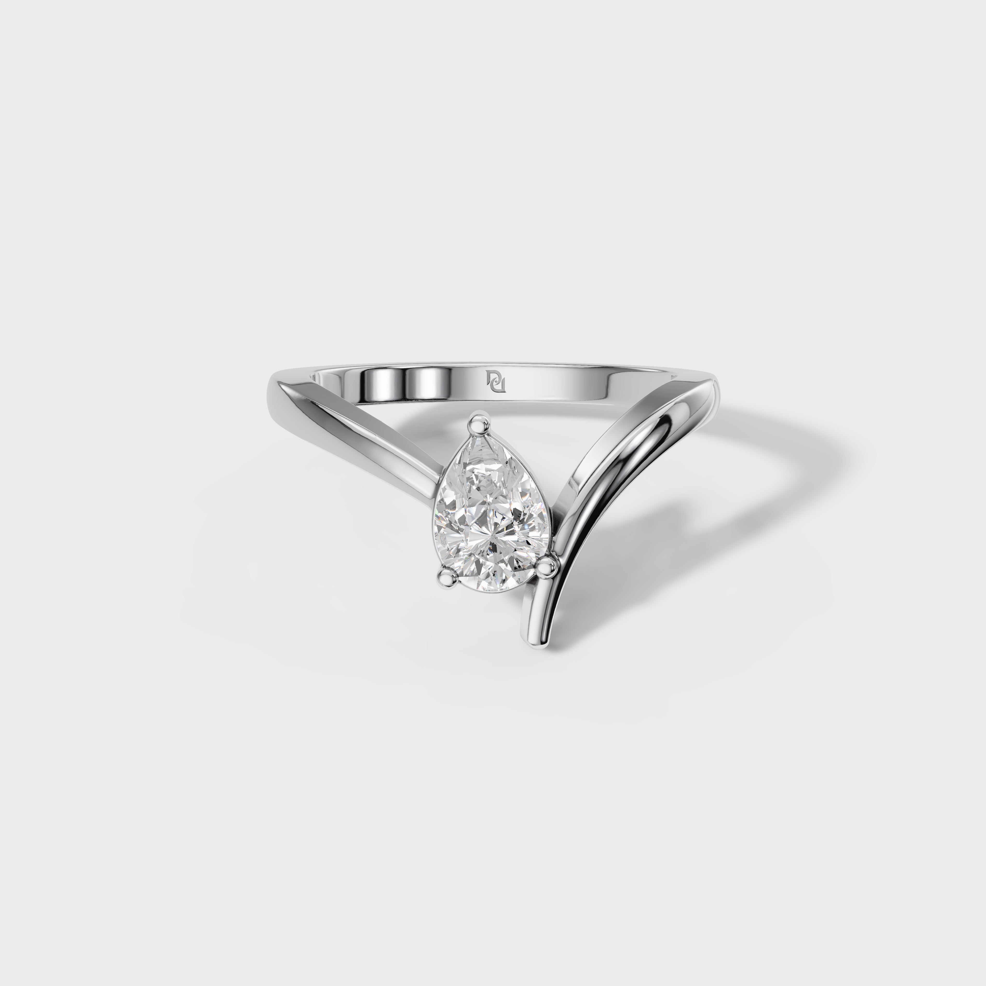 Pear Diamond V-Setting Solitaire Ring