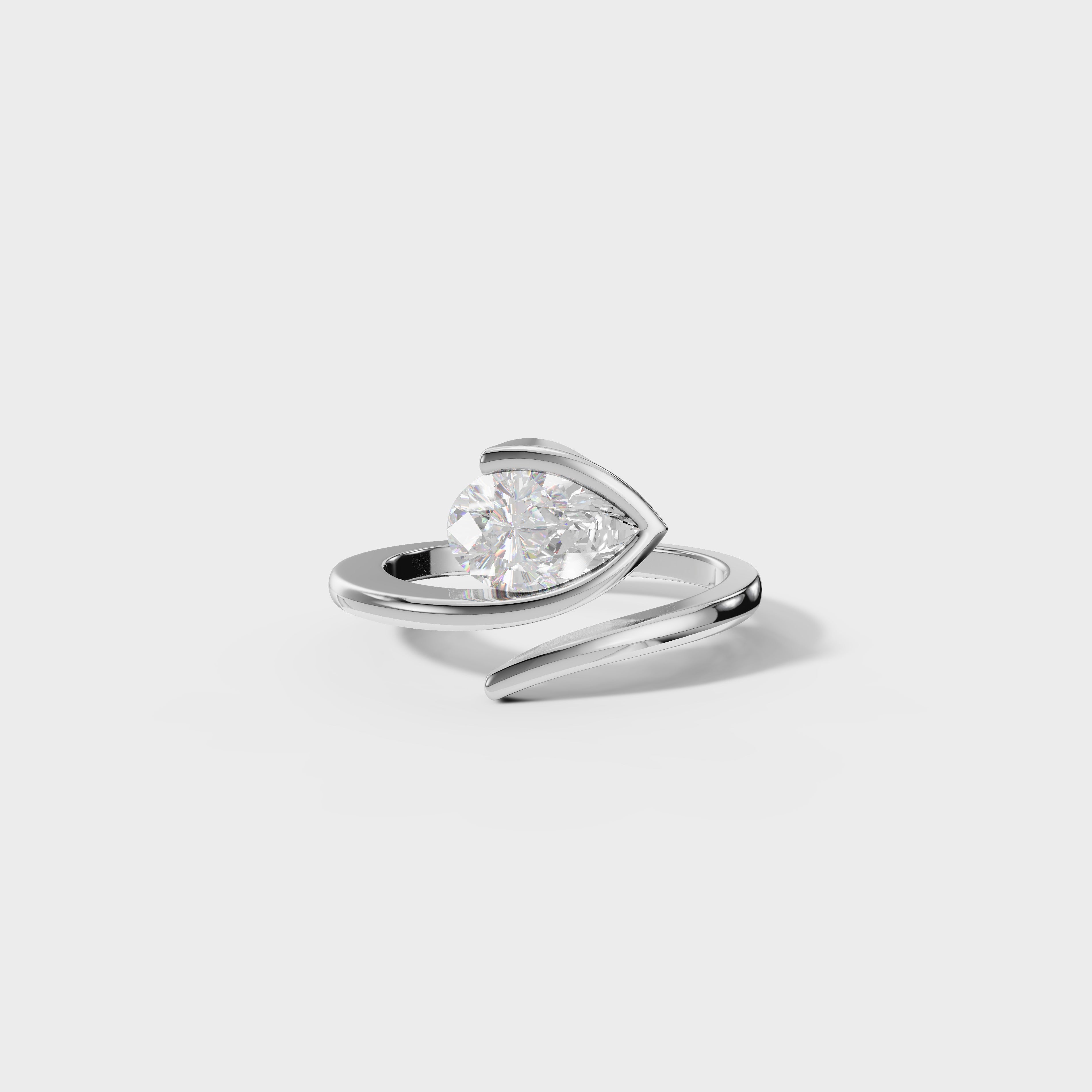 Curved Bypass Pear Ring