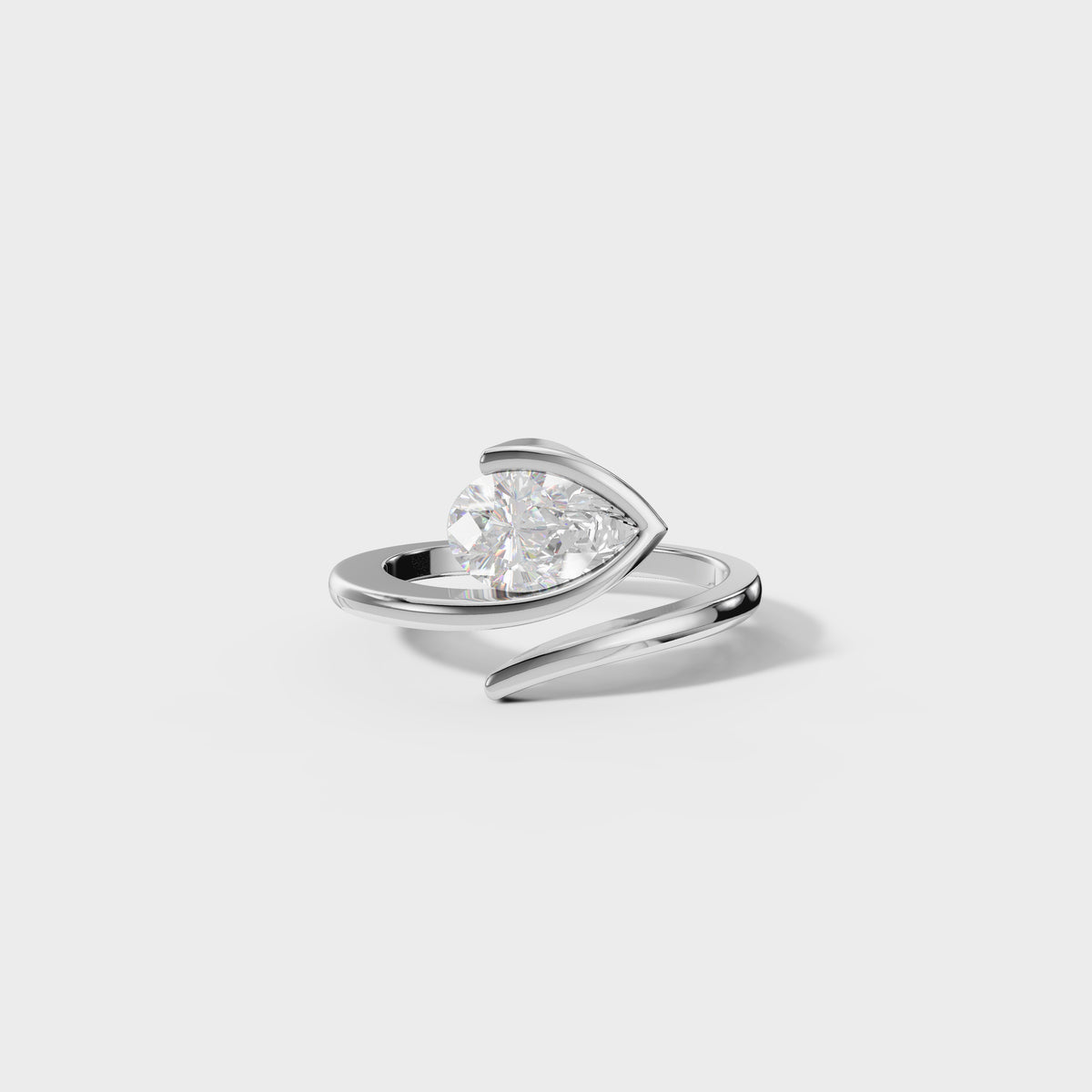 1ct Pear Cut Diamond Curved Bypass Ring