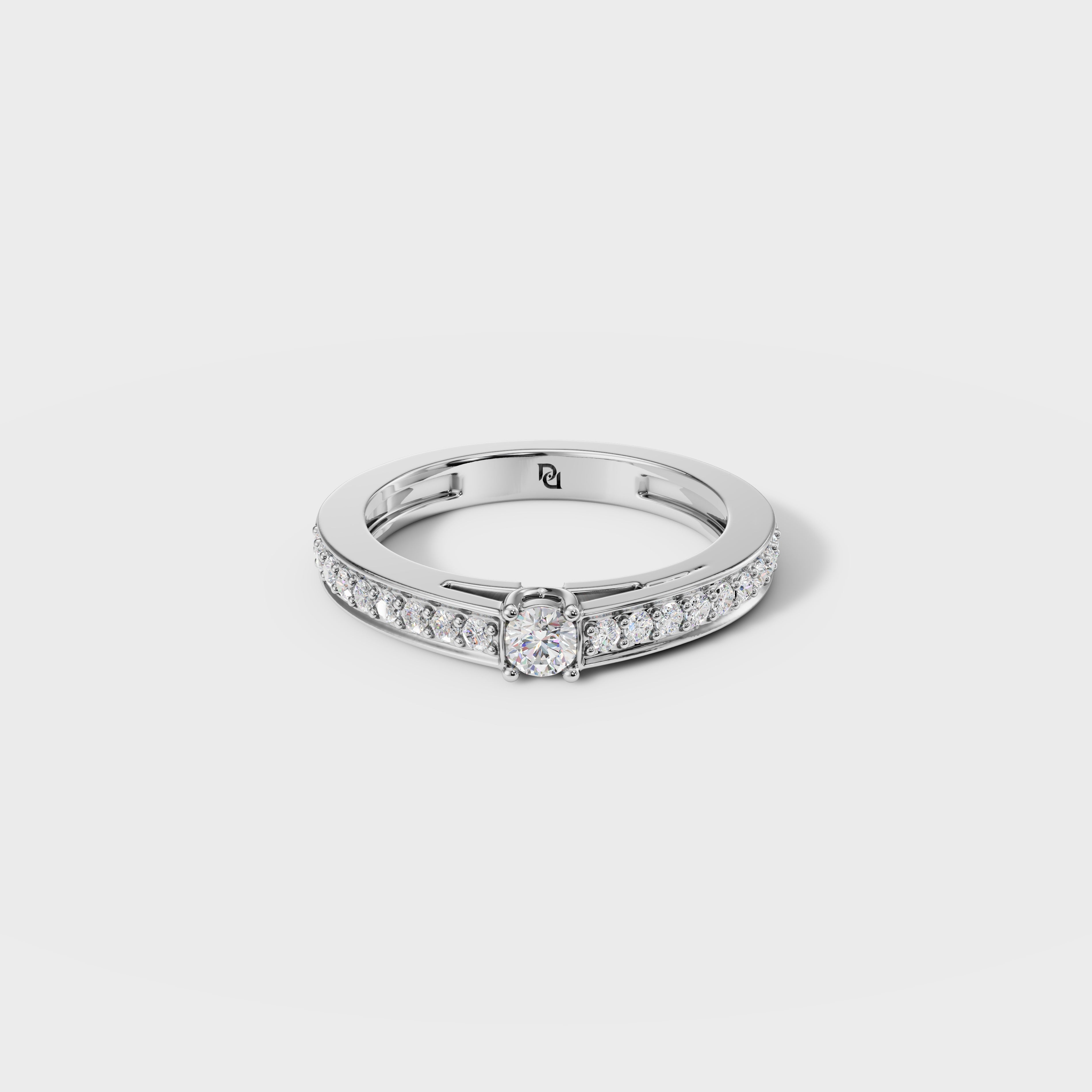 Round Cut  Ring with Channel Set Band