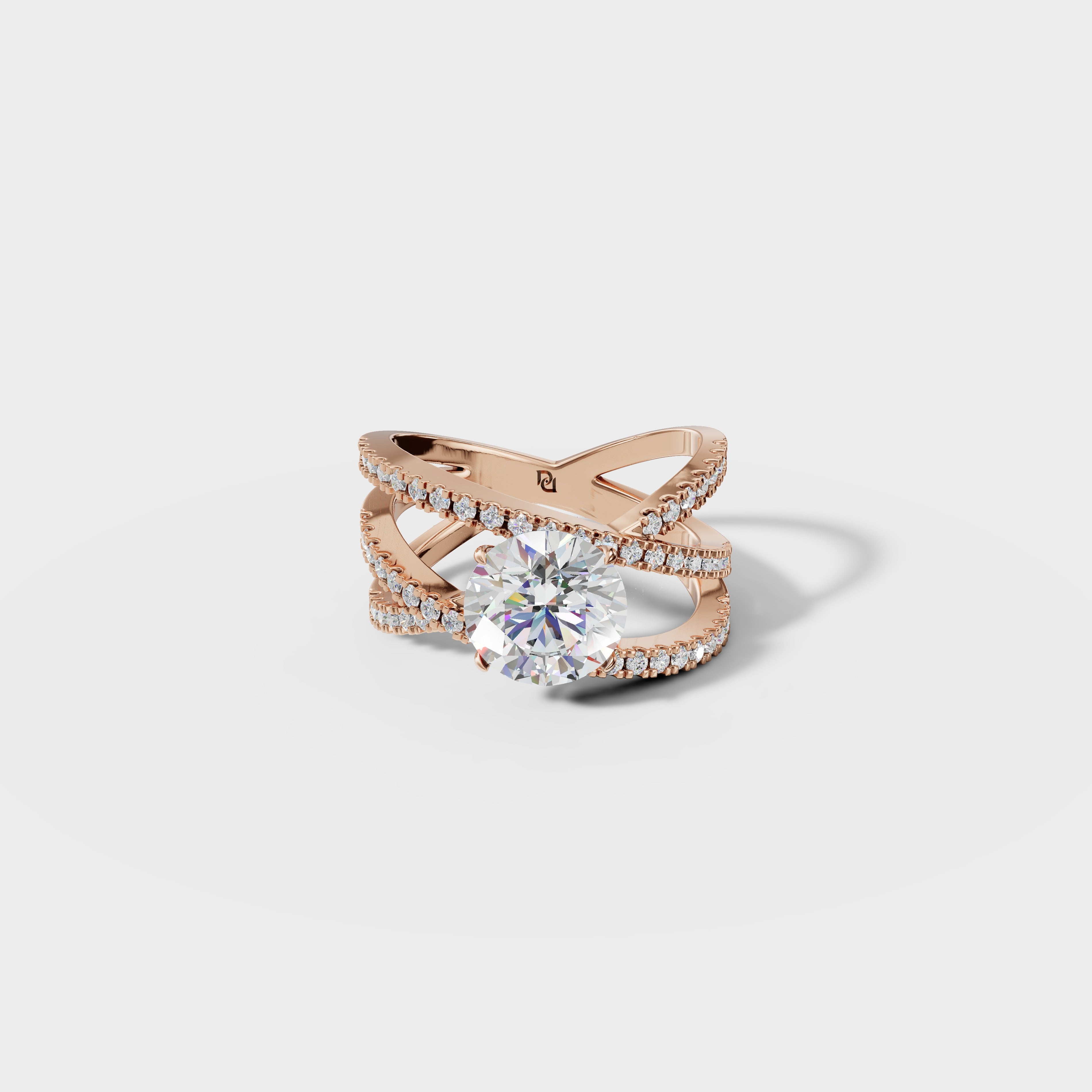 Round Criss Cross Engagement Ring