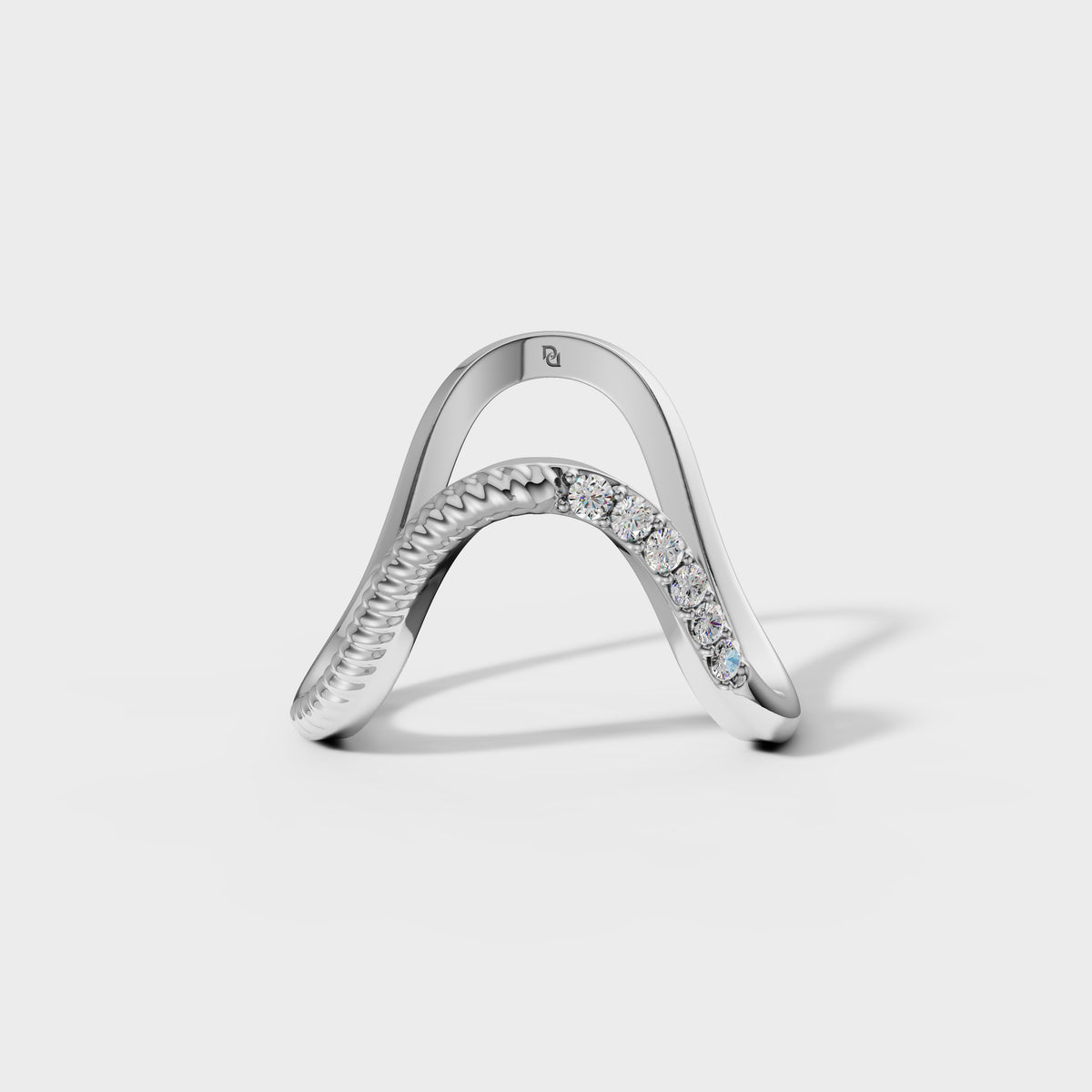 Curved Round Diamond Band
