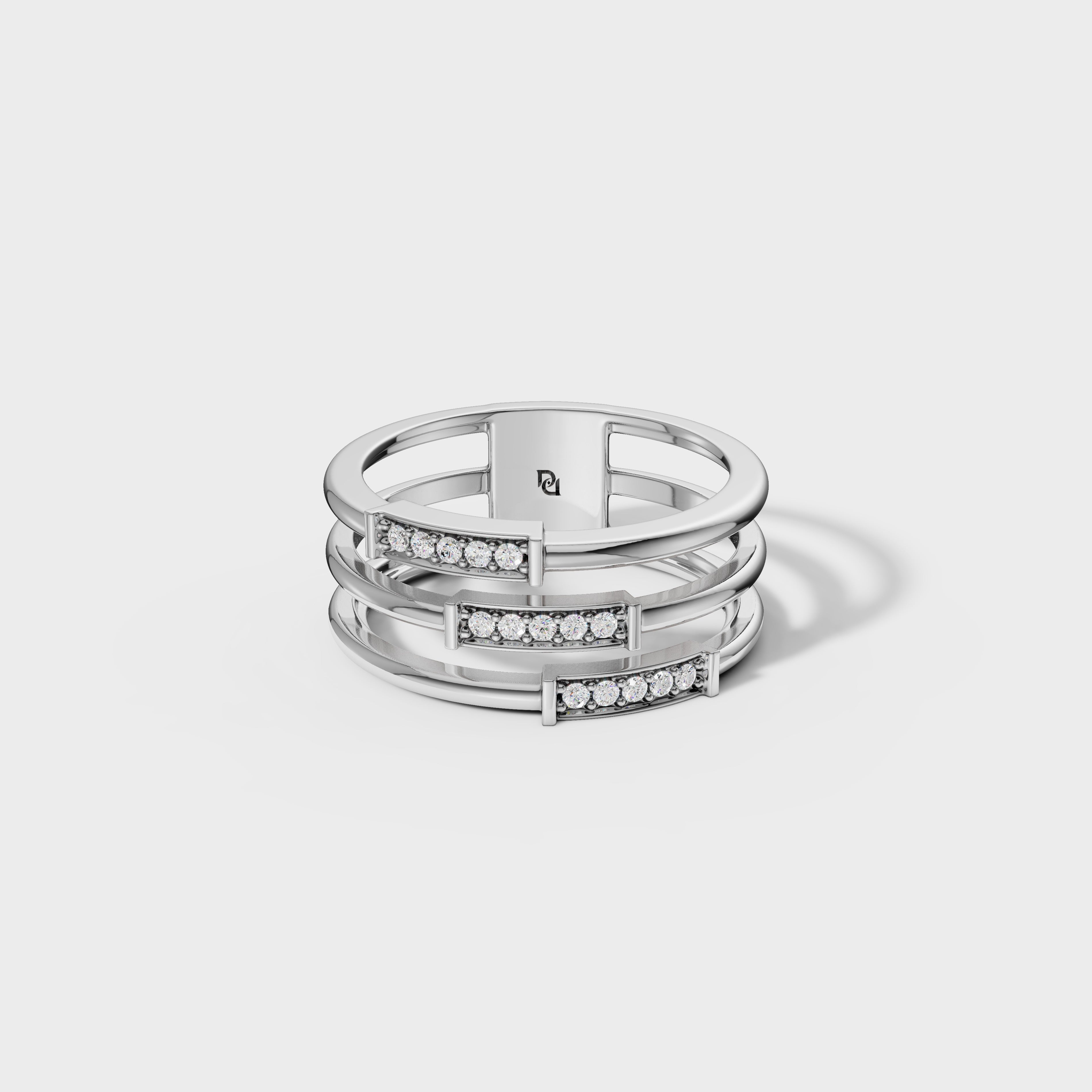 Triple Row Diamond Ring