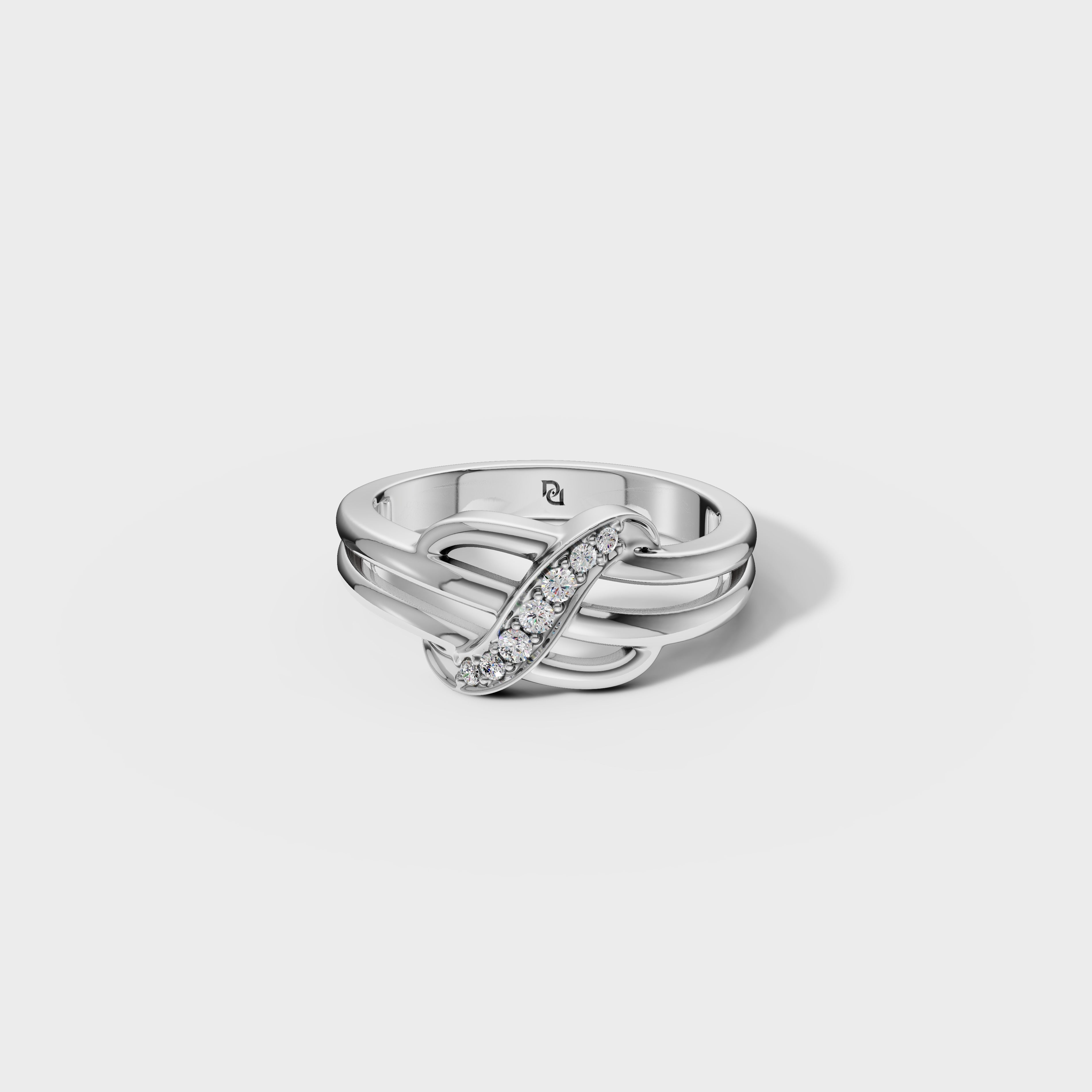Diamond Interlocking Ribbons Ring