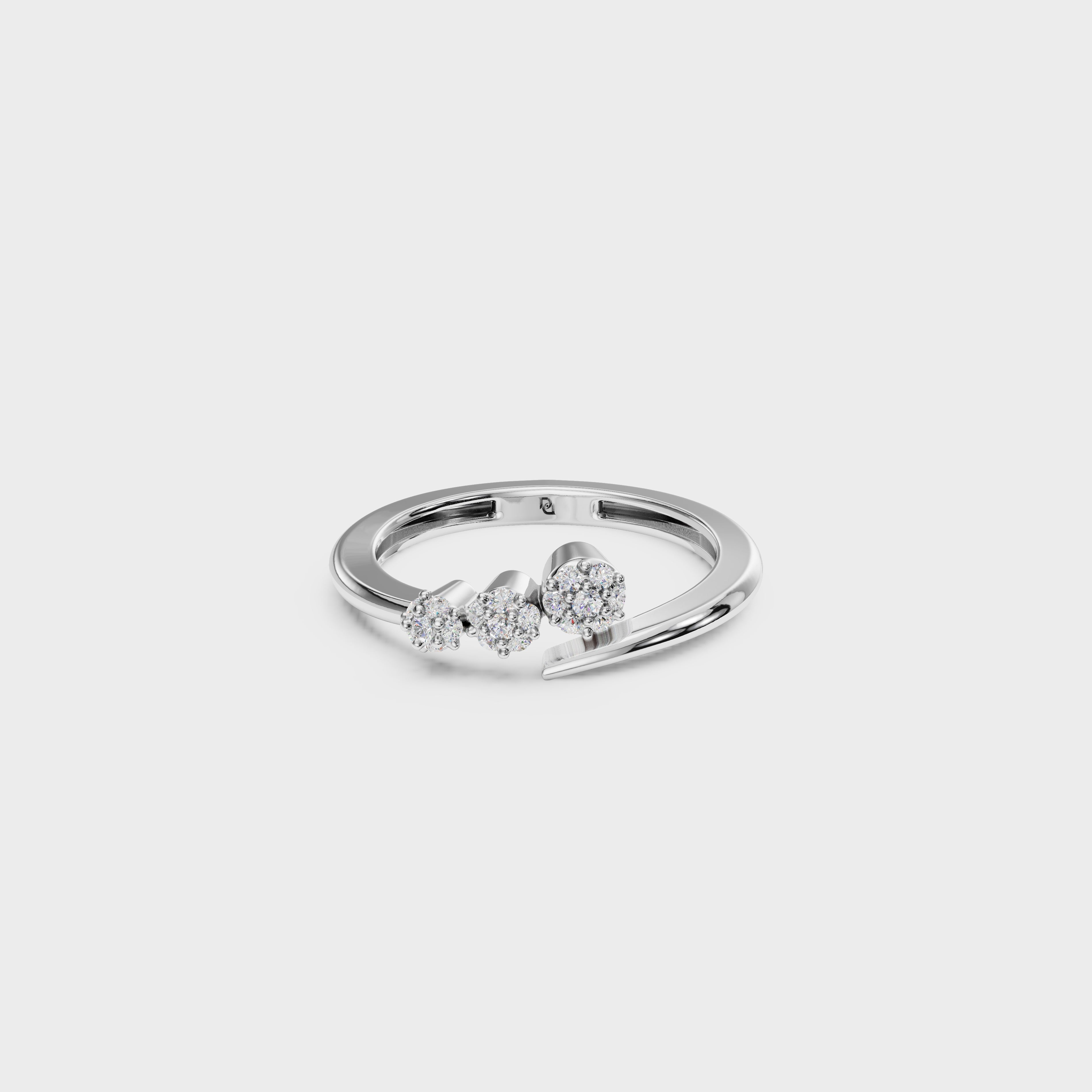 Modern Diamond Cluster Open Ring