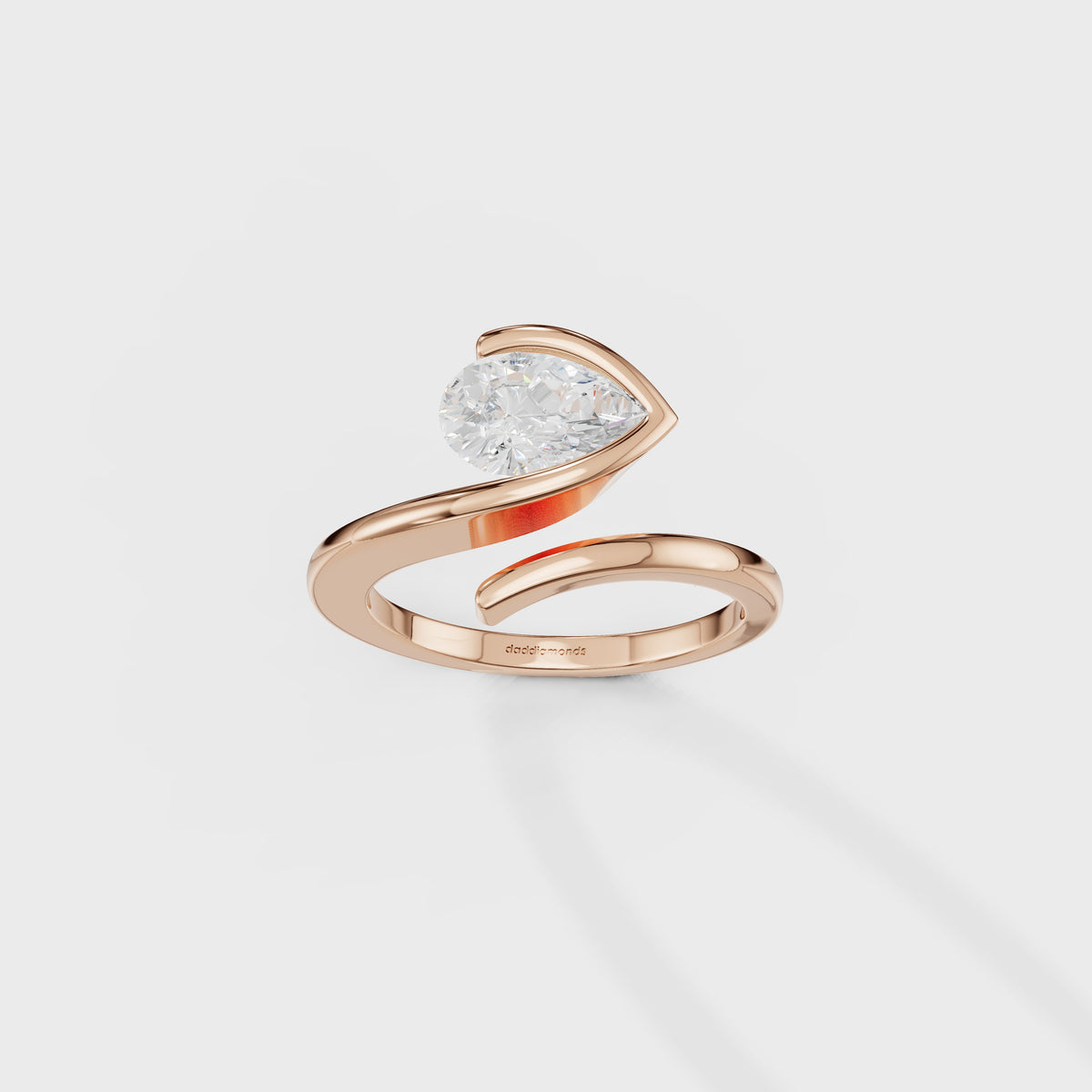1ct Pear Cut Diamond Curved Bypass Ring