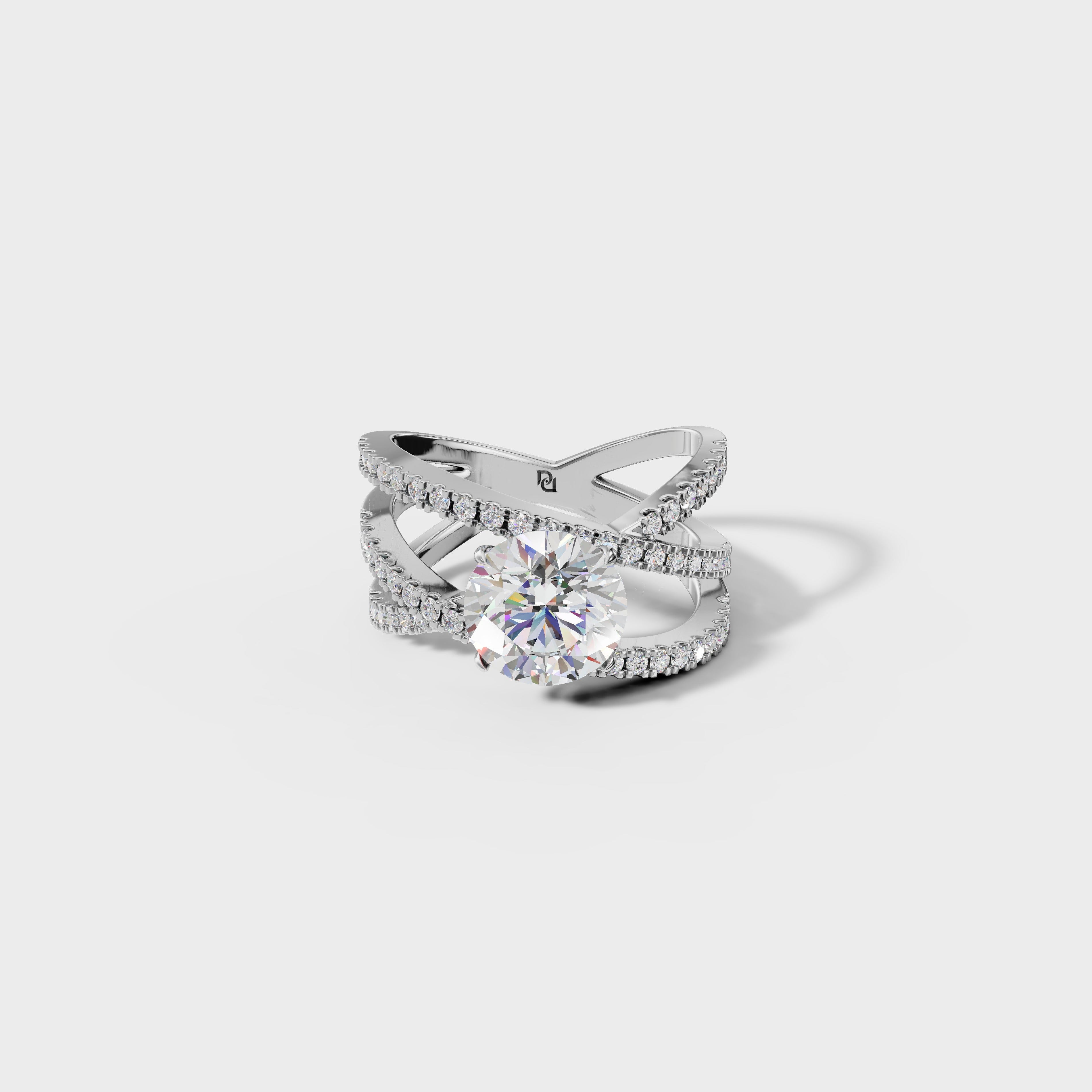 Round Criss Cross Engagement Ring