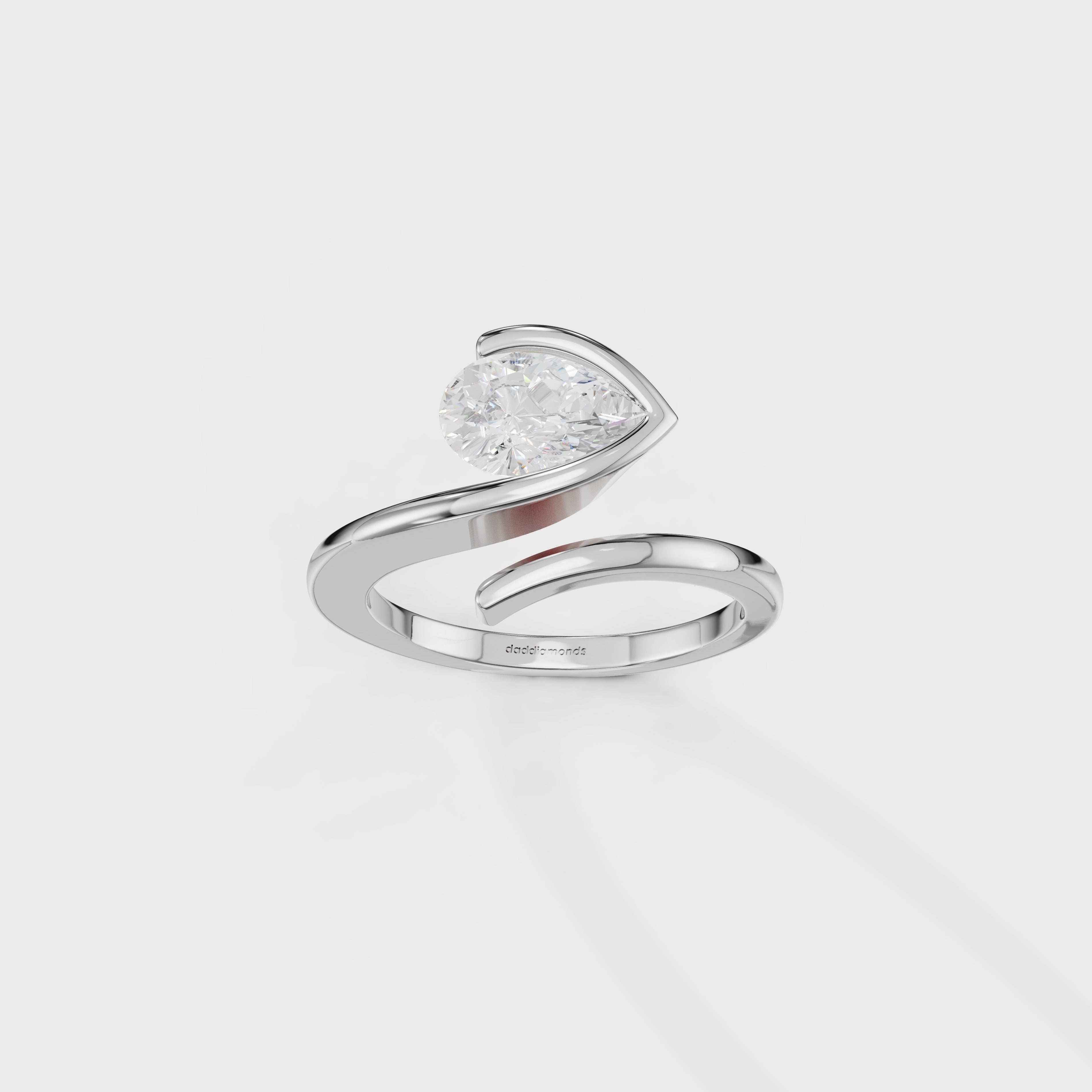 Curved Bypass Pear Ring