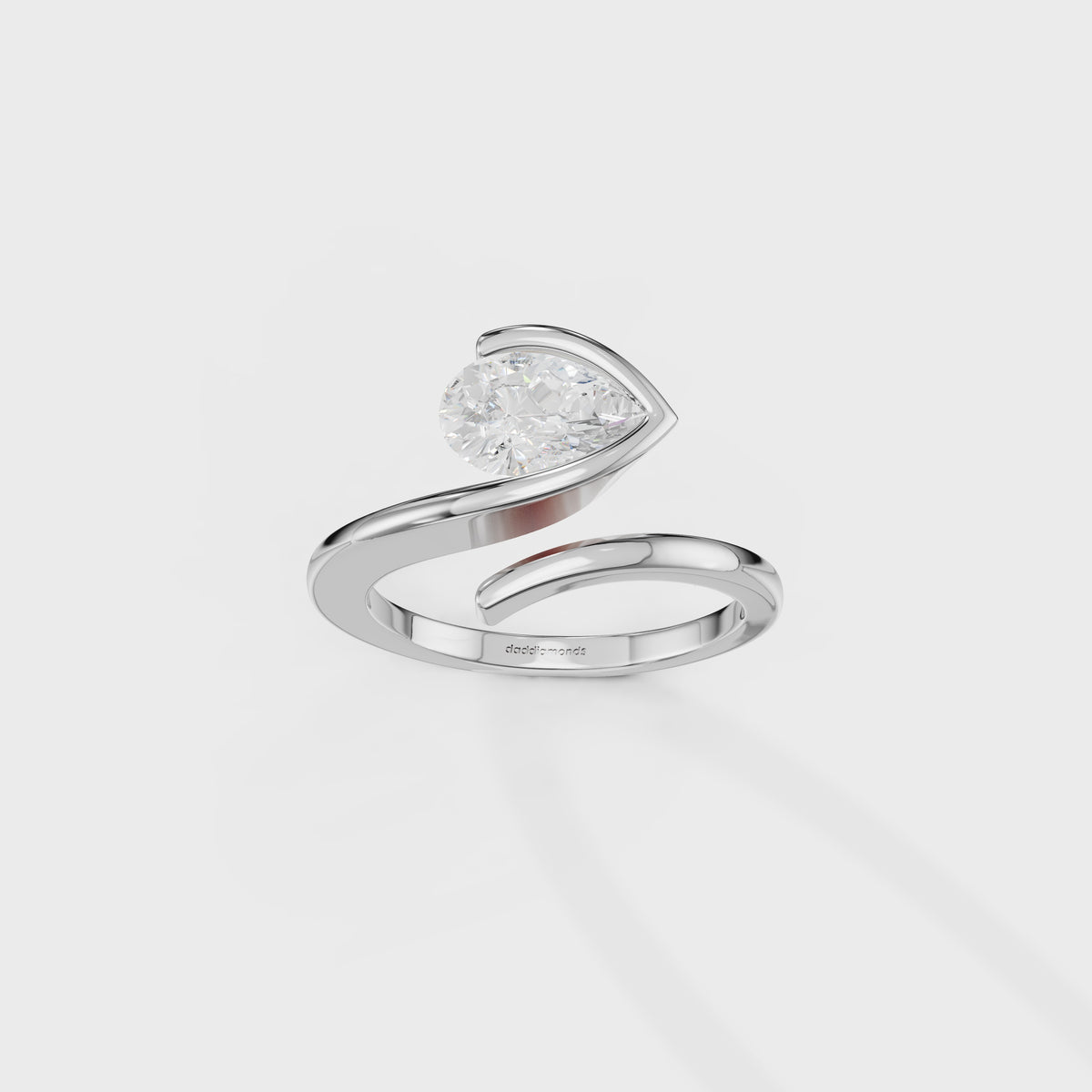 1ct Pear Cut Diamond Curved Bypass Ring
