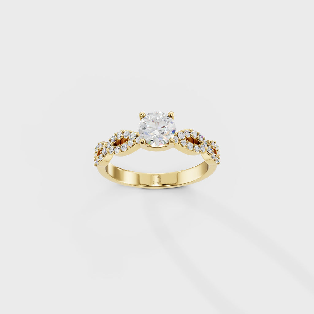 0.45 Round Cut Diamond Pave Twist Engagement Ring