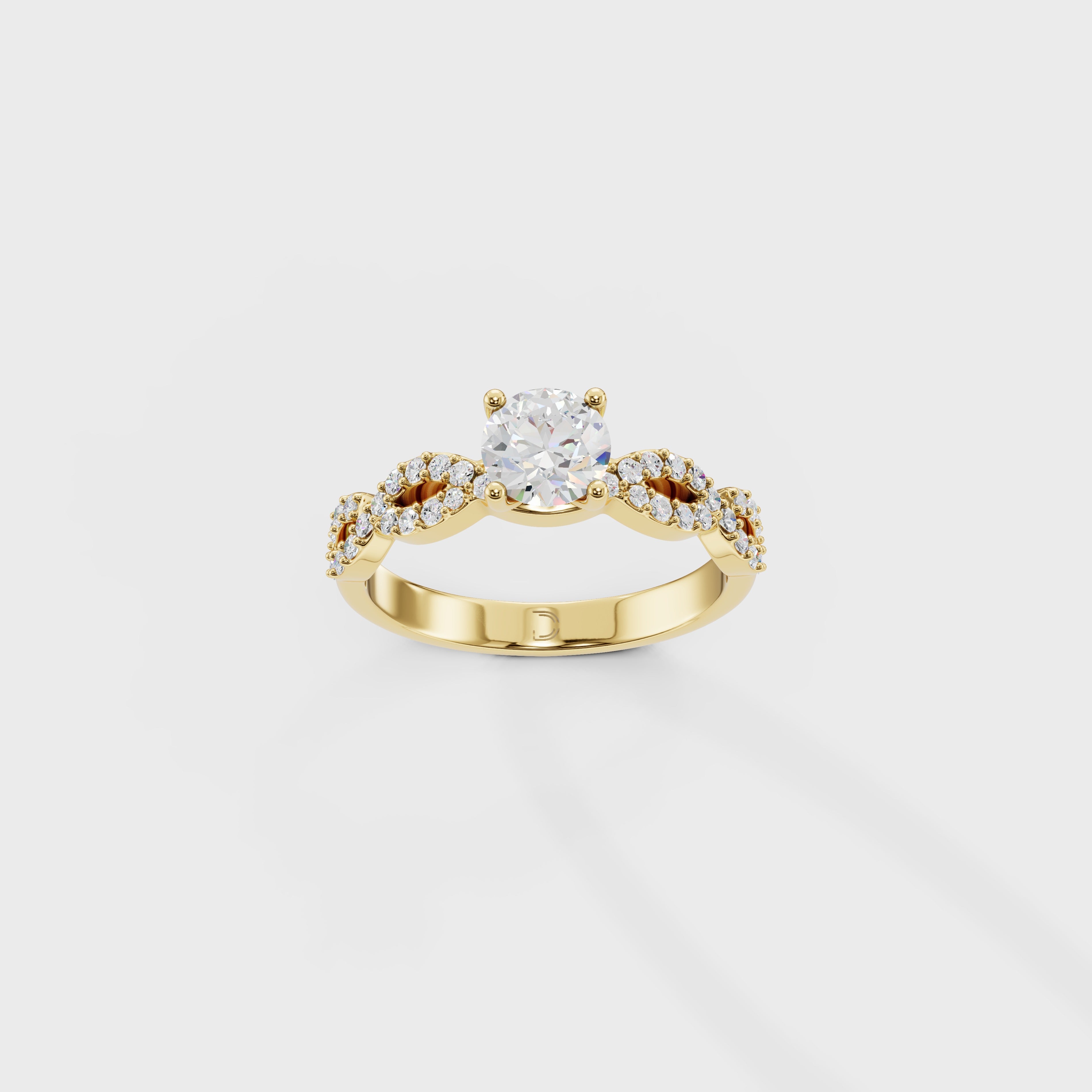 0.45 Round Cut Diamond Pave Twist Engagement Ring