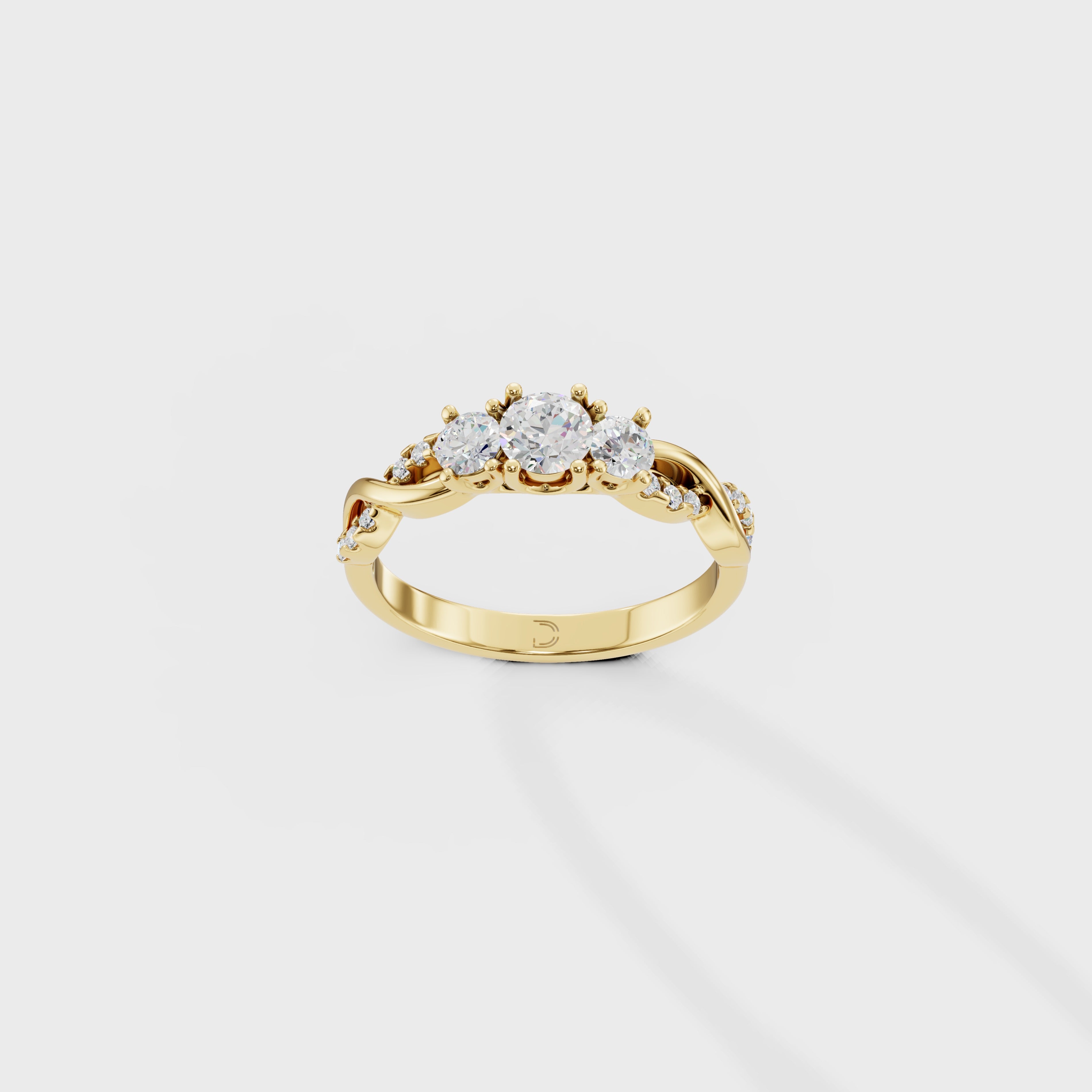 Petite Twisted Vine Three Stone Diamond Engagement Ring