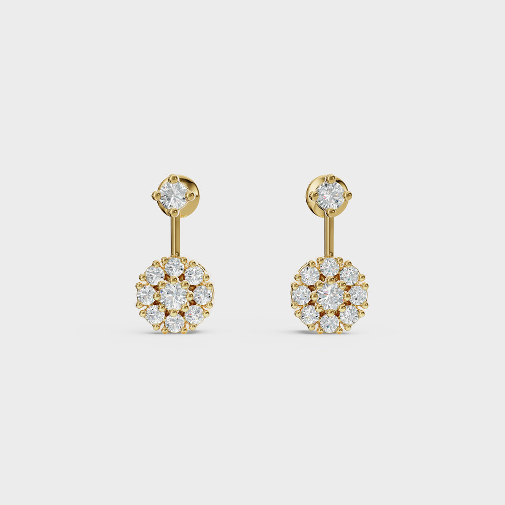 Round Cut Petal Cluster Stud Earrings