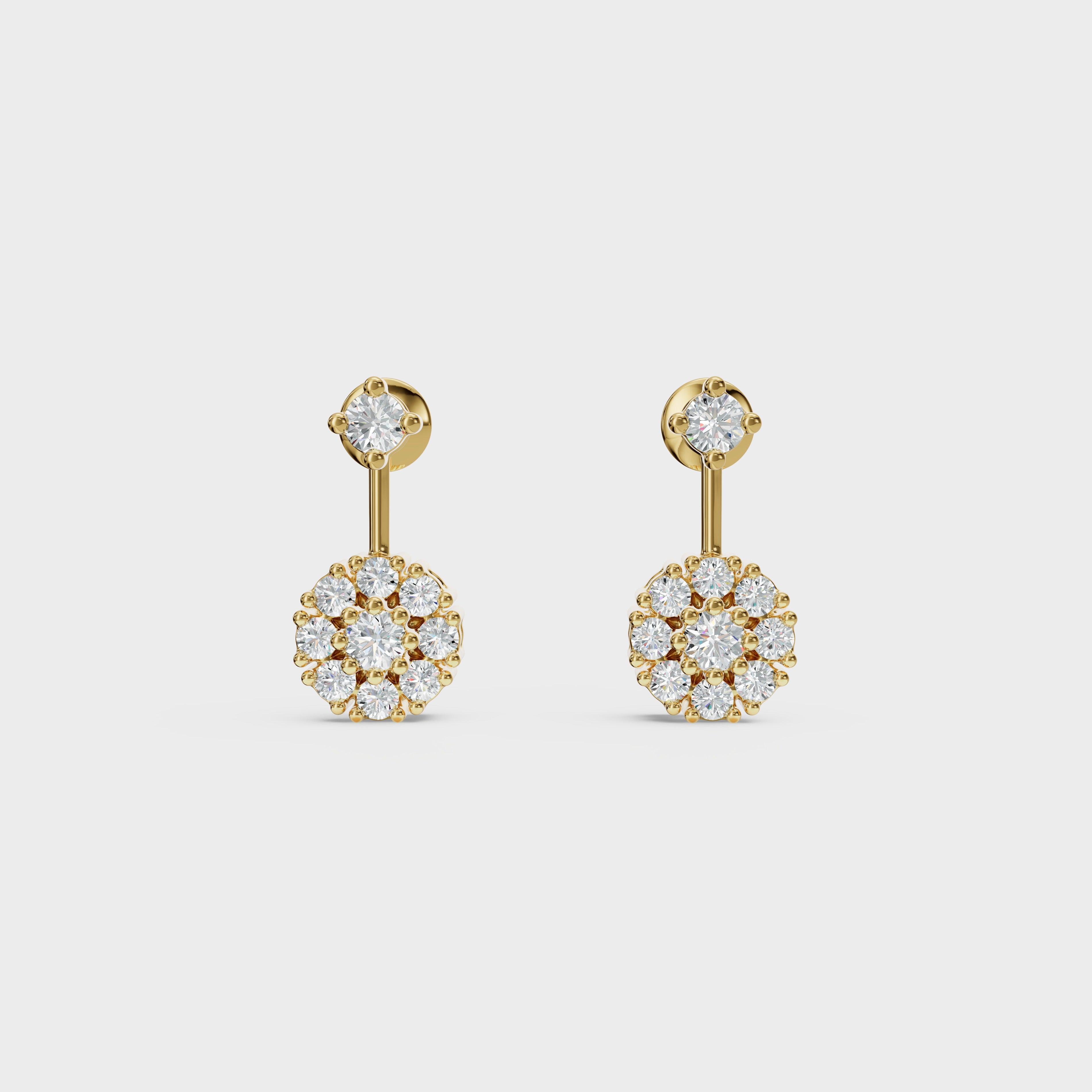 Round Cut Petal Cluster Stud Earrings
