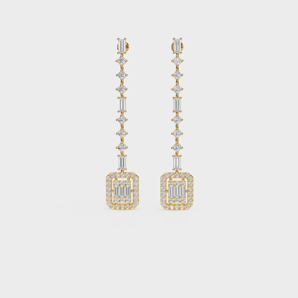 Geometric Diamond Drop Earrings