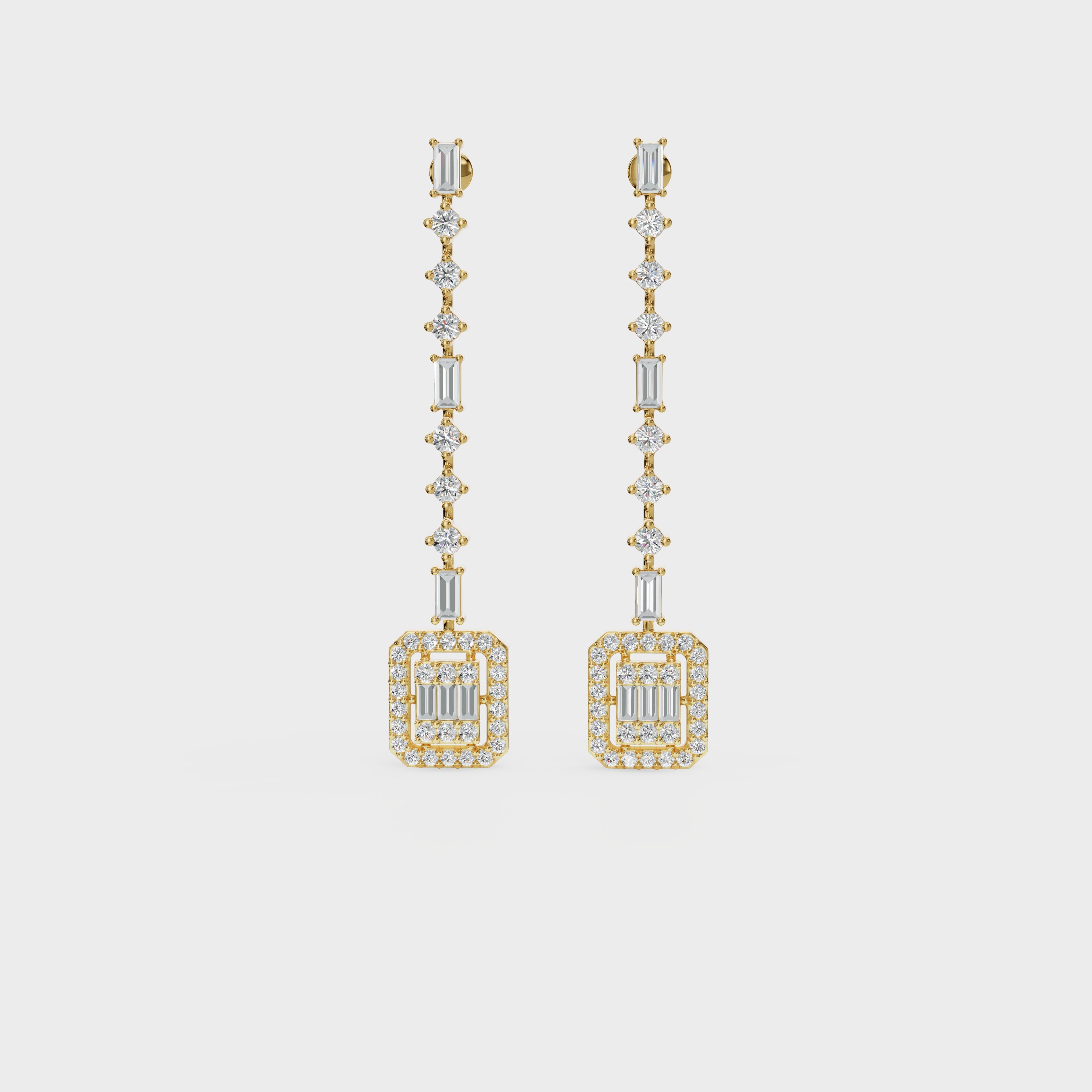 Geometric Diamond Drop Earrings