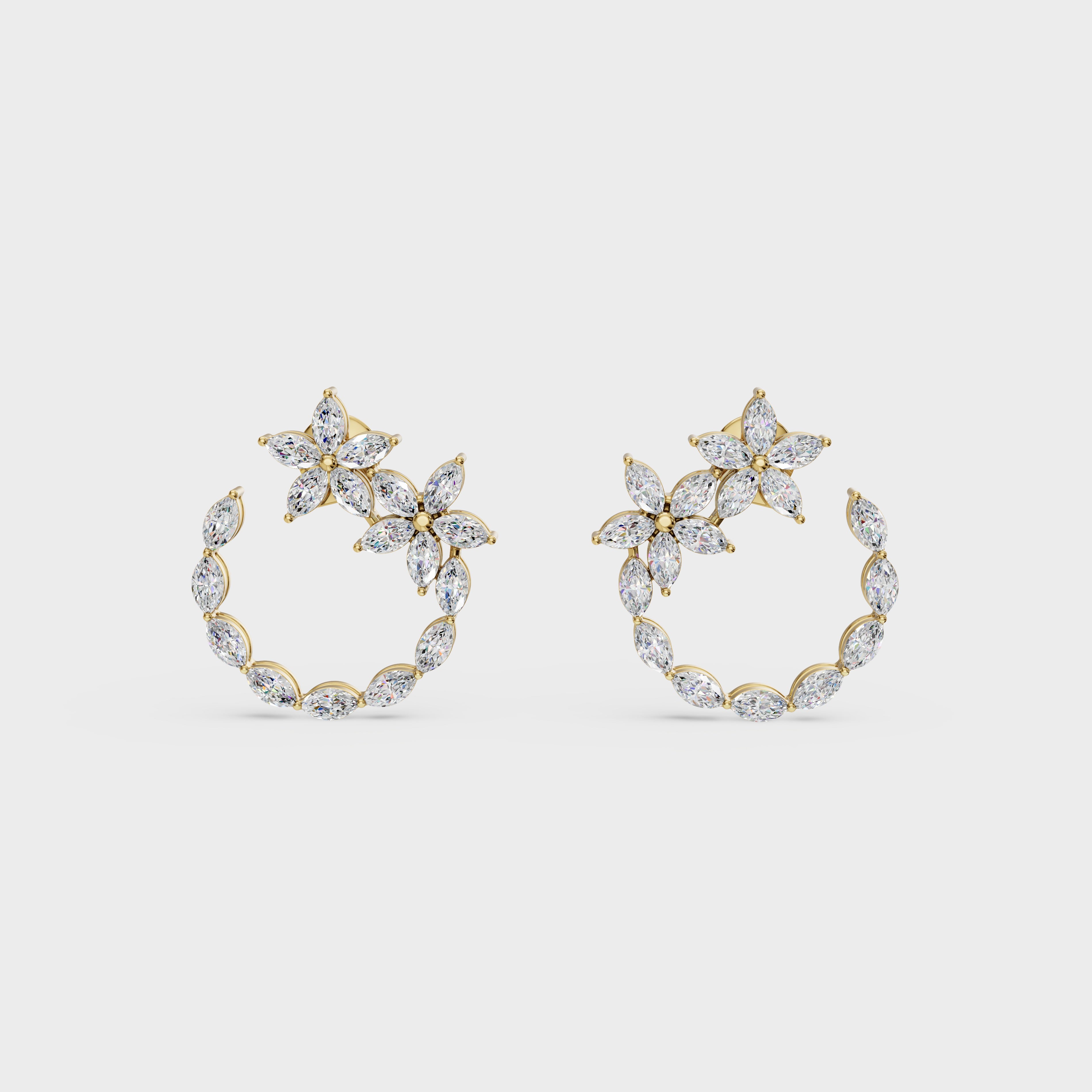 Celestial Blossom Open Circle marquise Cut Earrings