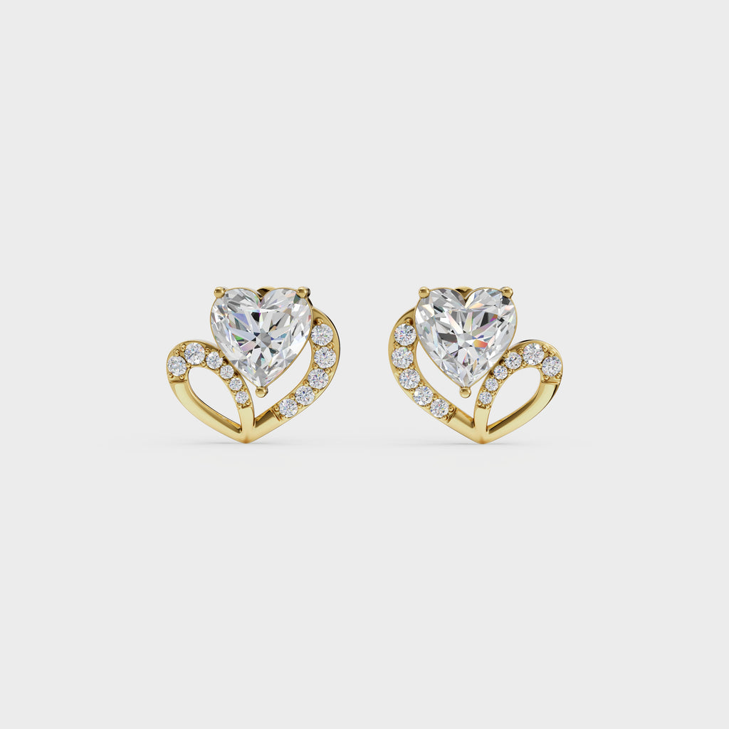 Love's Embrace Diamond Heart Stud Earrings