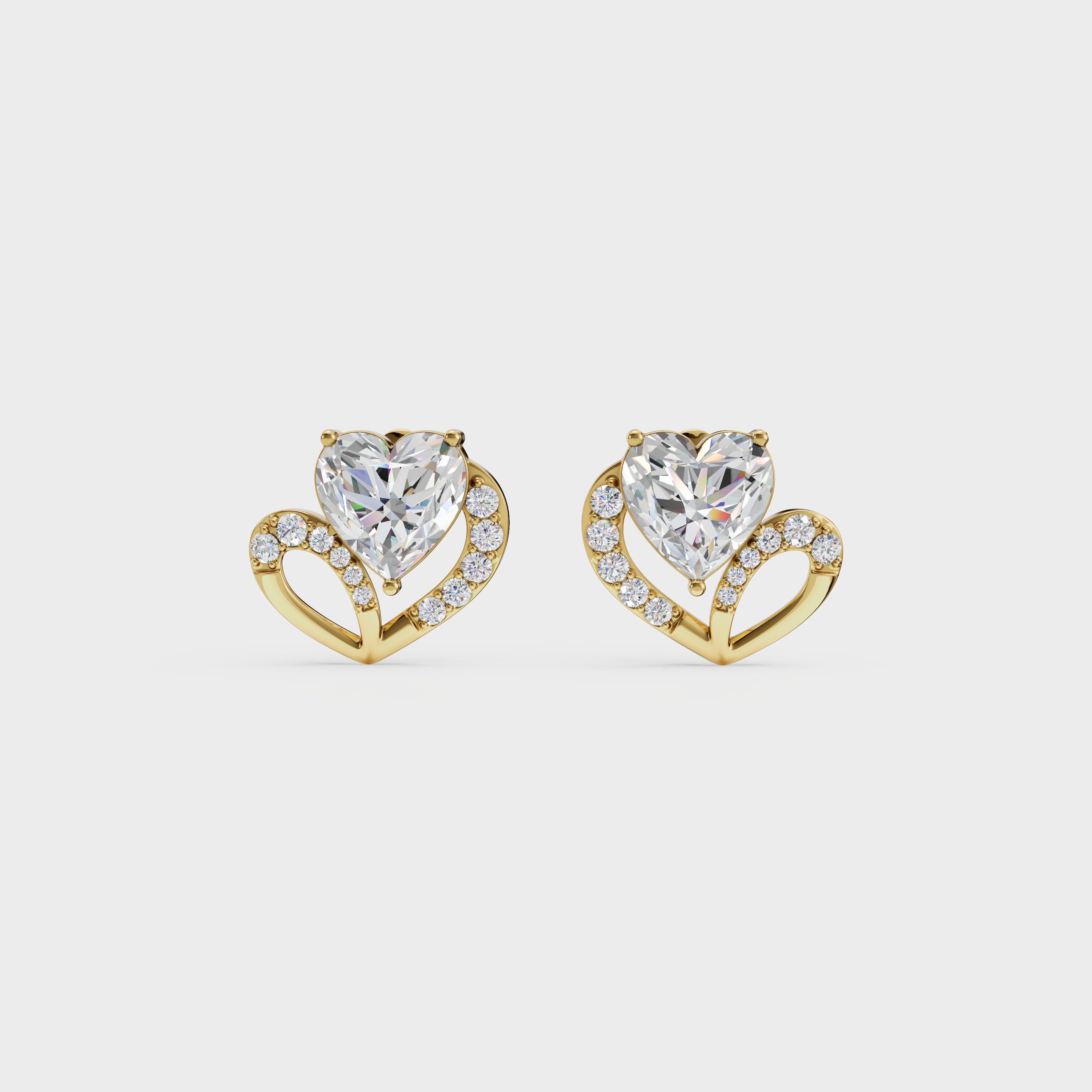 Love's Embrace Diamond Heart Stud Earrings