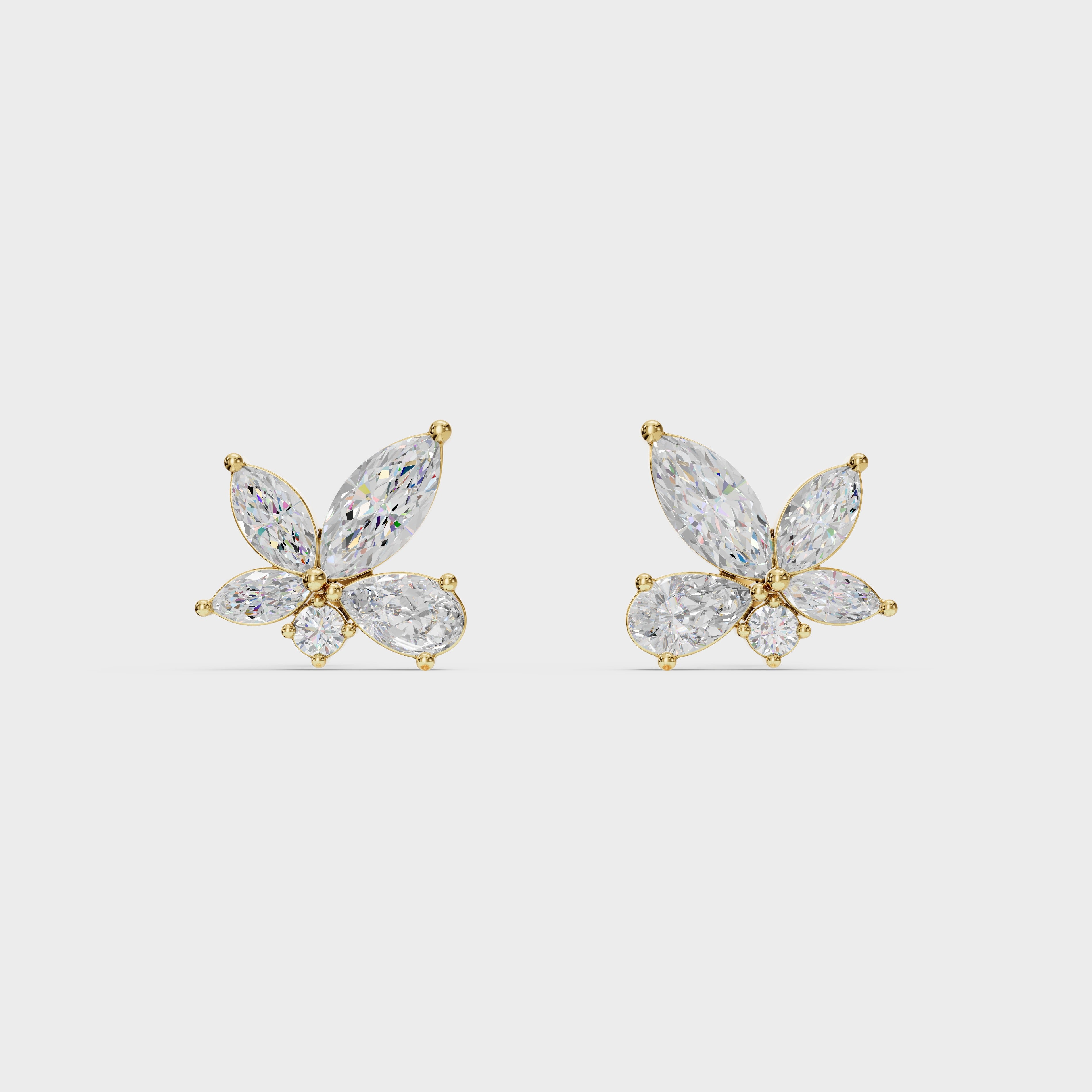 Marquise & Pear Diamond Cluster Earrings