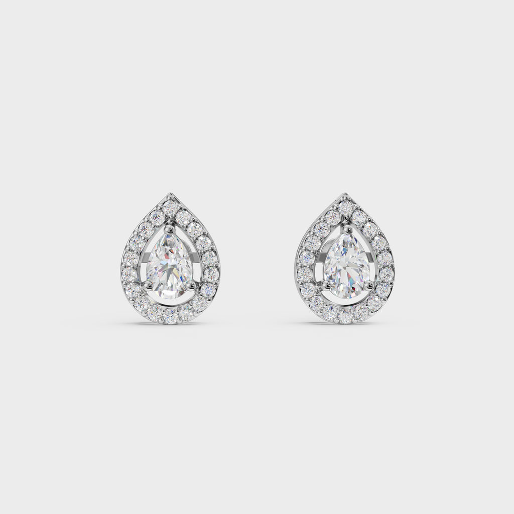 Pear Halo Stud Earrings