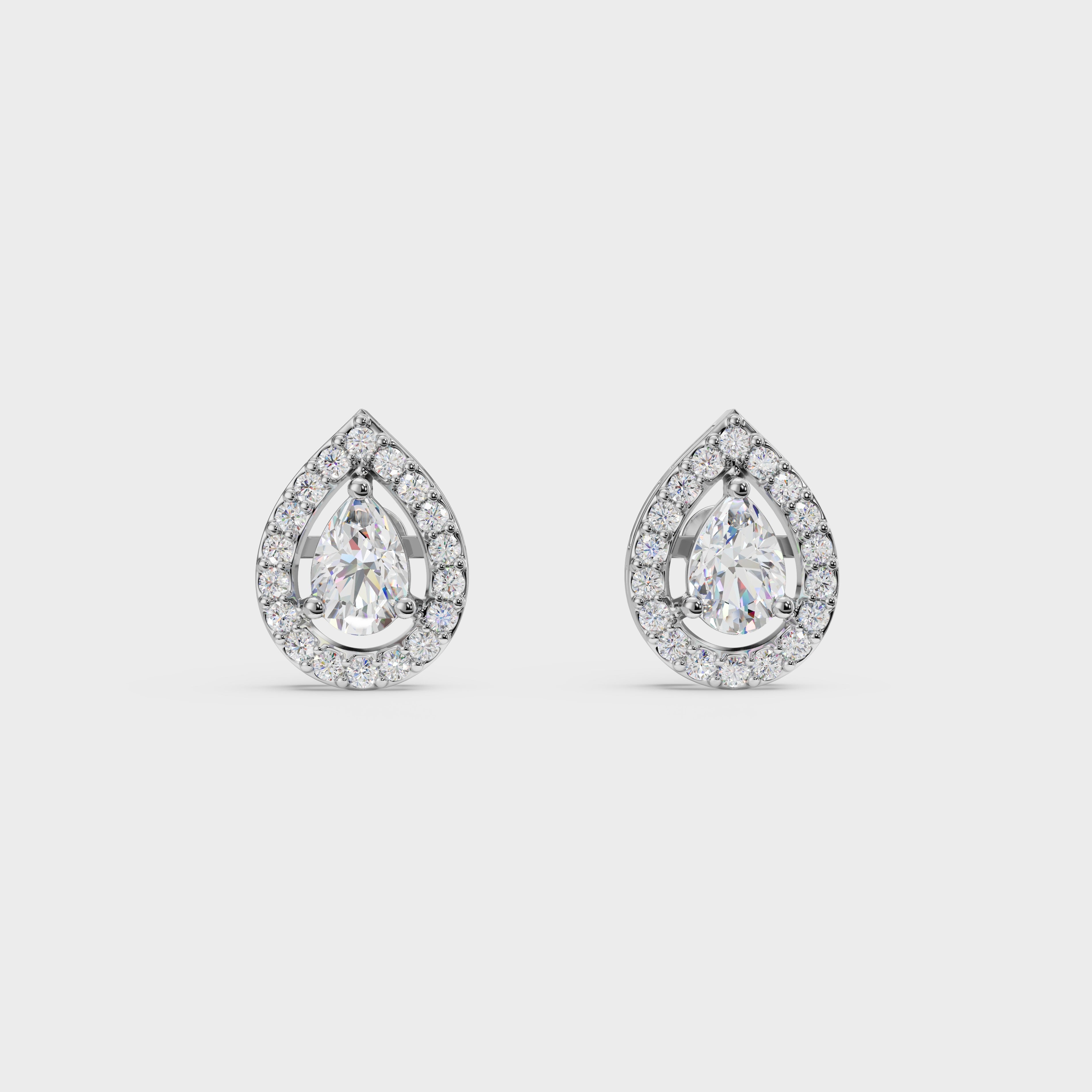 Pear Halo Stud Earrings