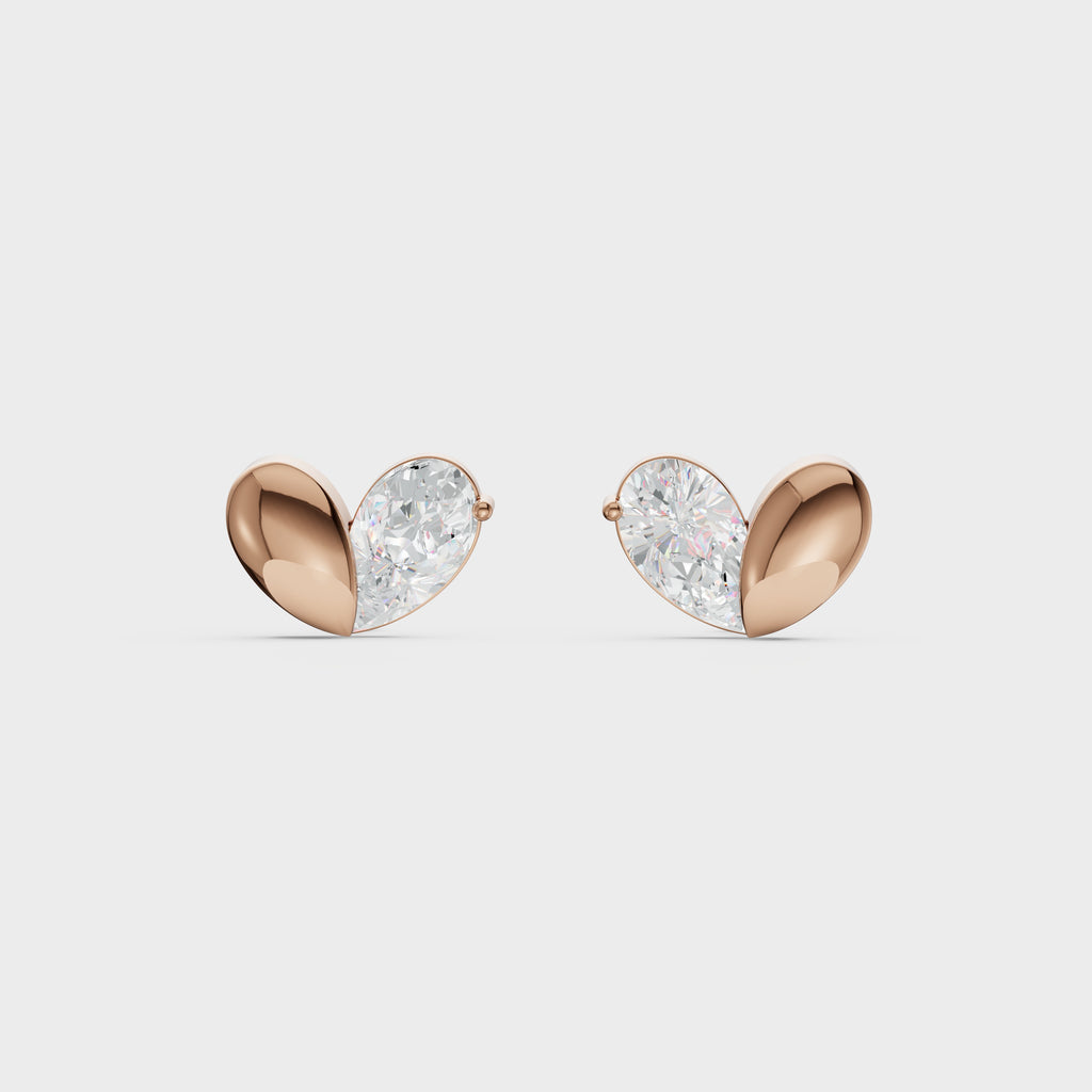 Heart Shaped Diamond Stud Earrings
