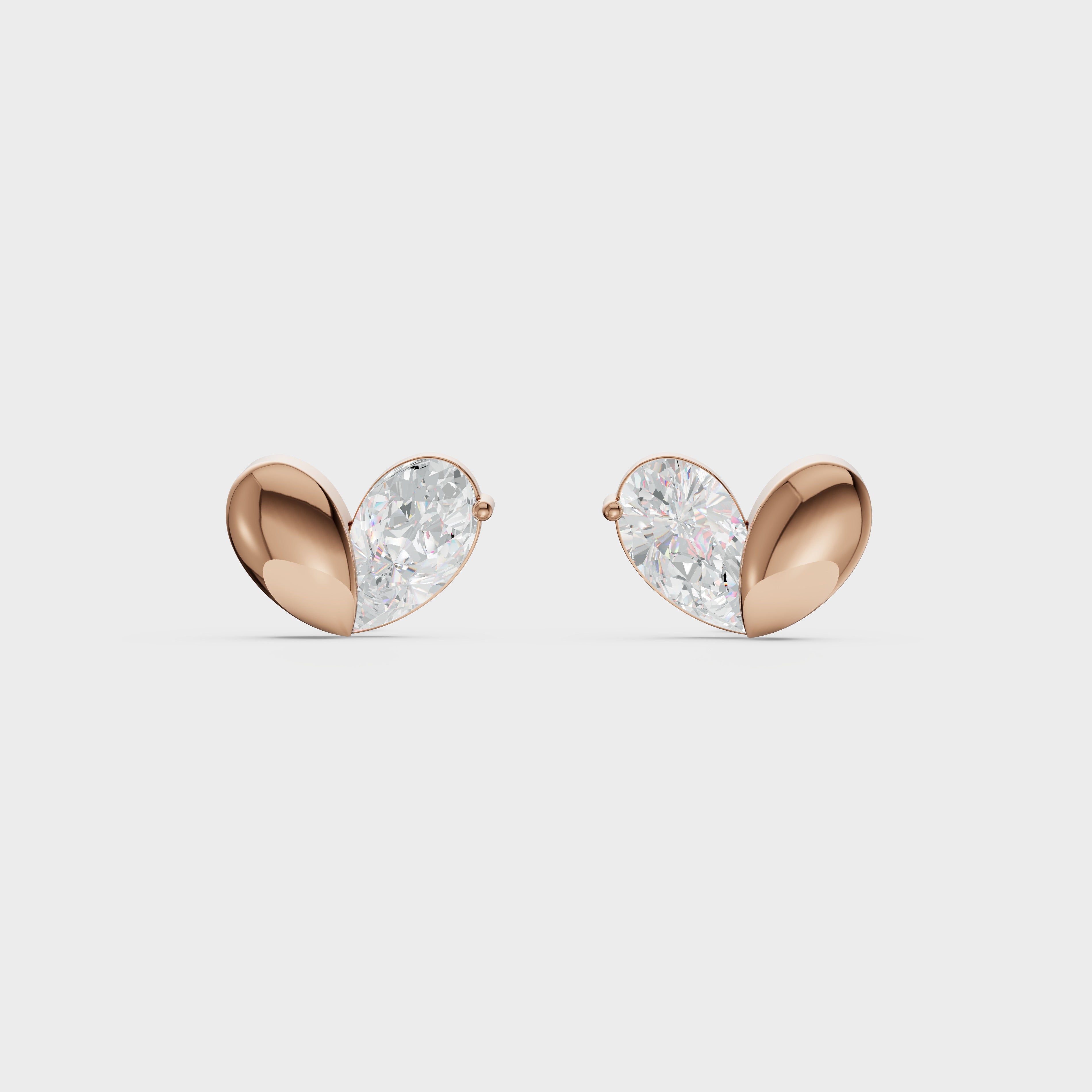 Heart Shaped Diamond Stud Earrings