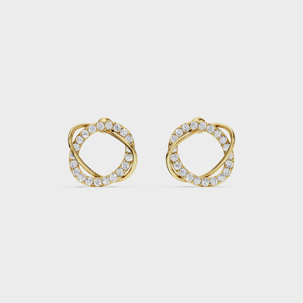 Pave Diamond Knot Stud Earrings