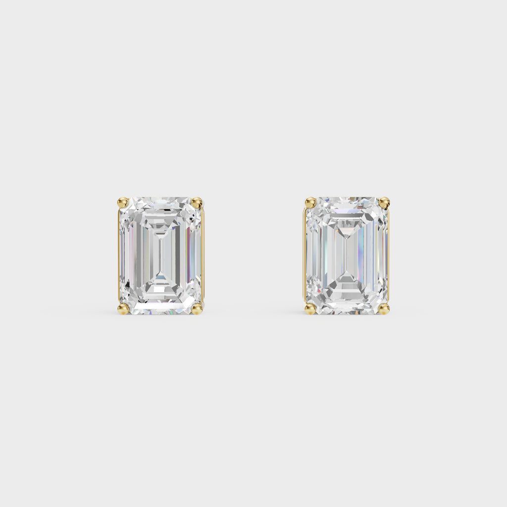 Emerald Cut Diamond Stud Earrings