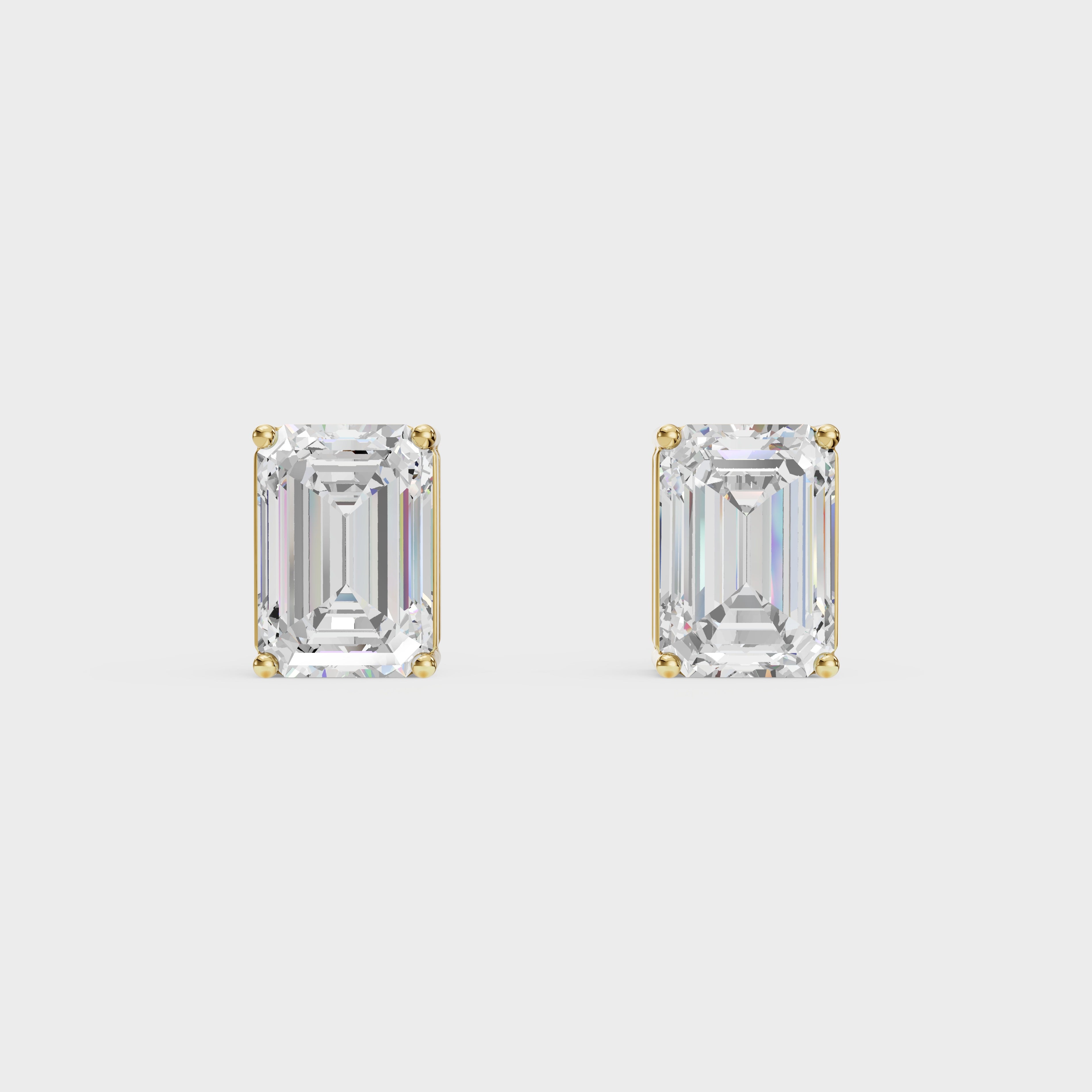 Emerald Cut Diamond Stud Earrings