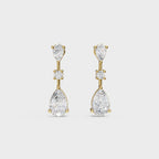 Graceful Pear & Round Diamond Drop Earrings