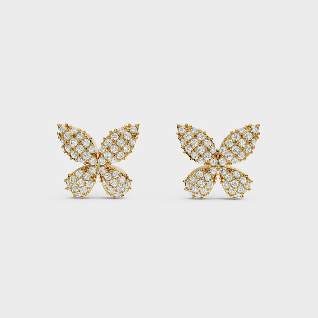 Diamond Pave Butterfly Stud Earrings