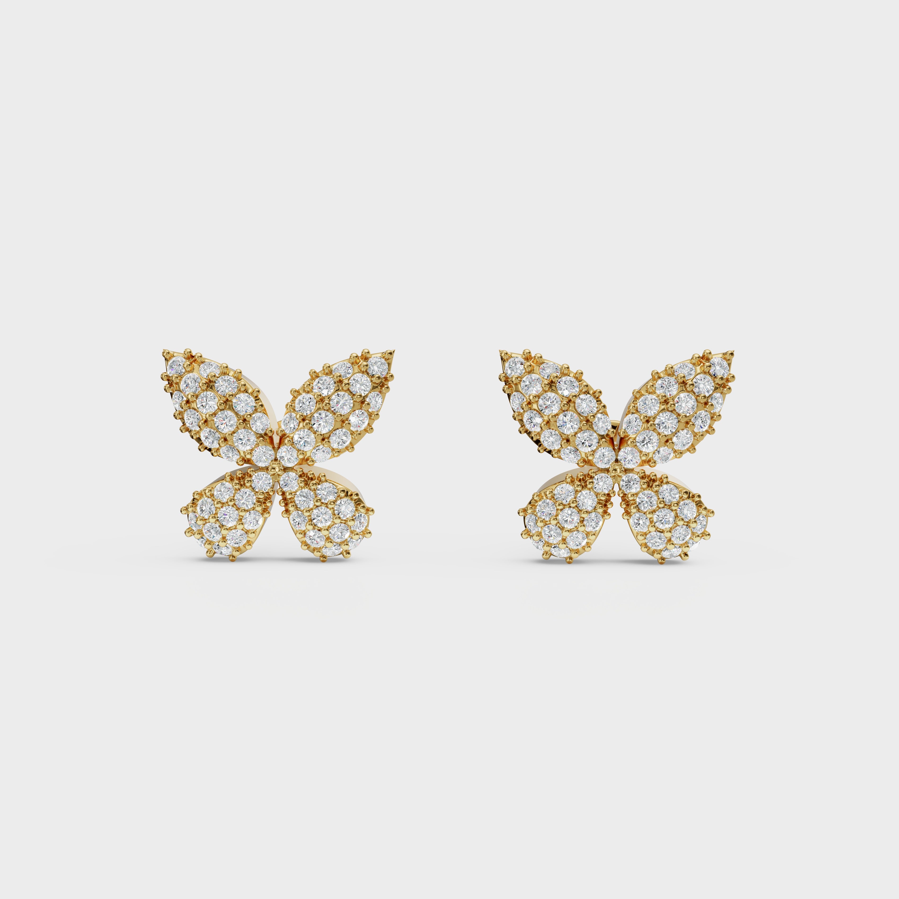 Diamond Pave Butterfly Stud Earrings