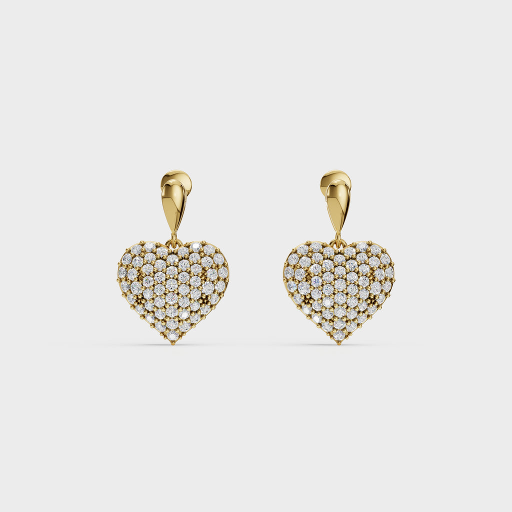 Diamond Heart Drop Earrings