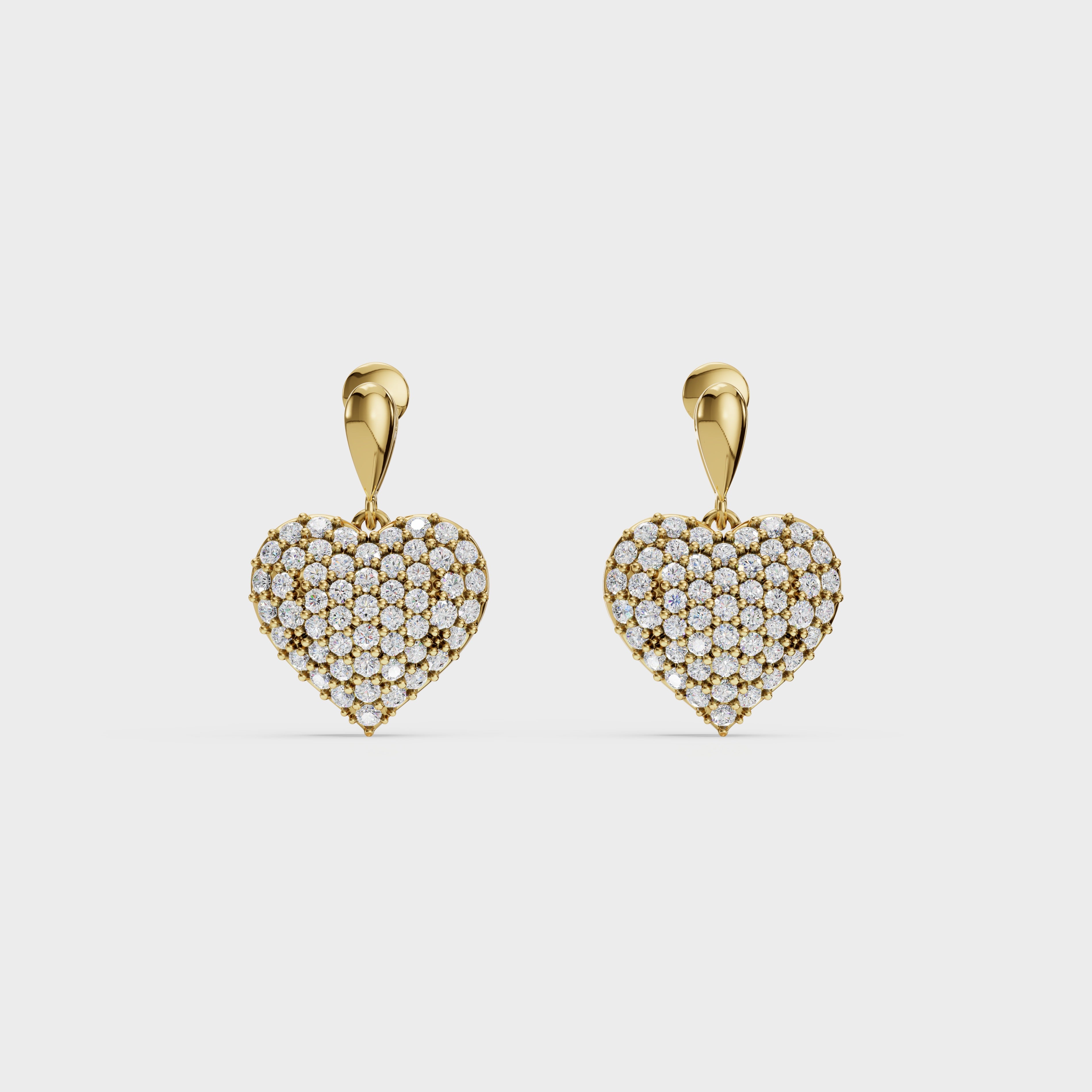 Diamond Heart Drop Earrings