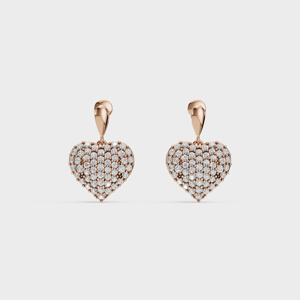 Diamond Heart Drop Earrings