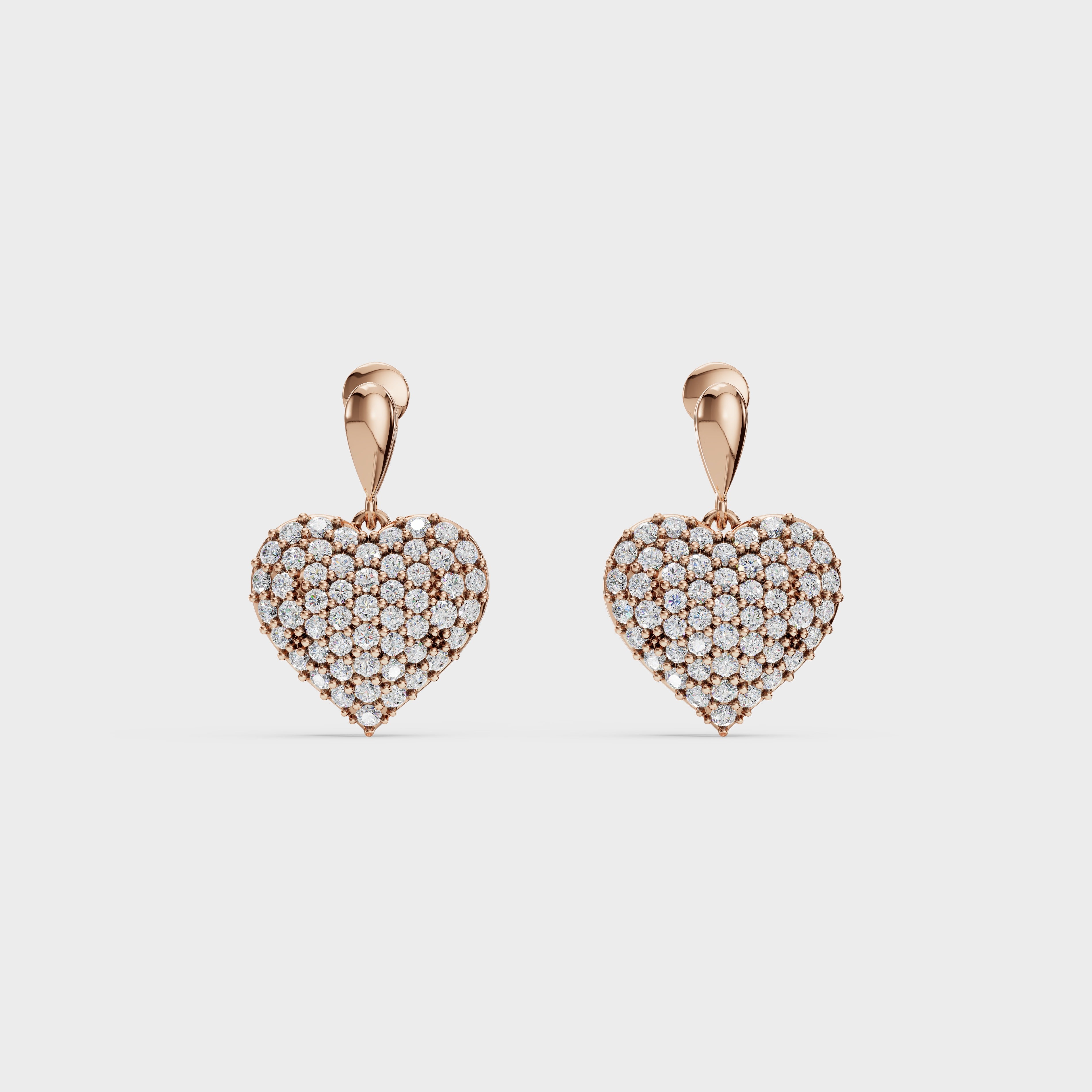 Diamond Heart Drop Earrings