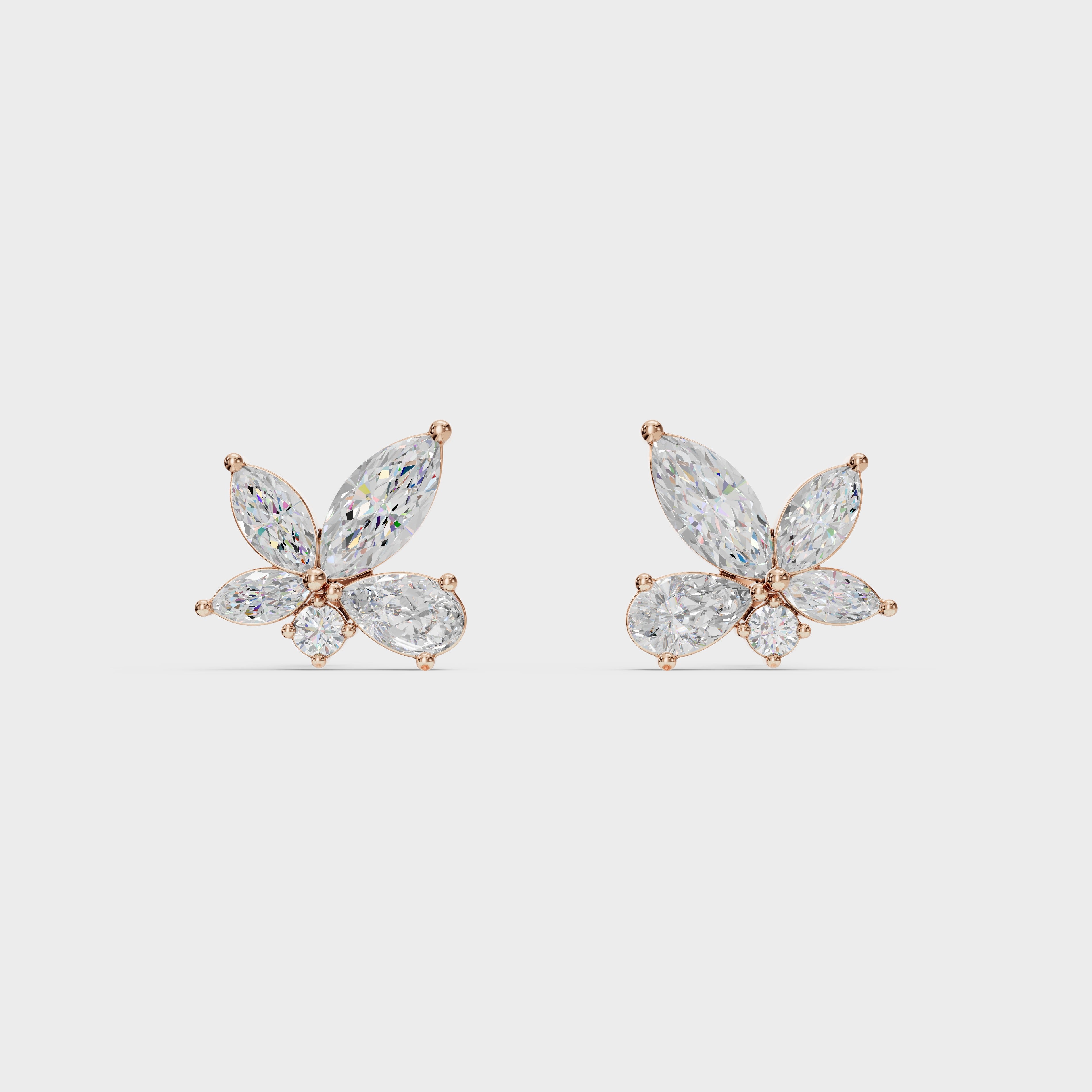 Marquise & Pear Diamond Cluster Earrings