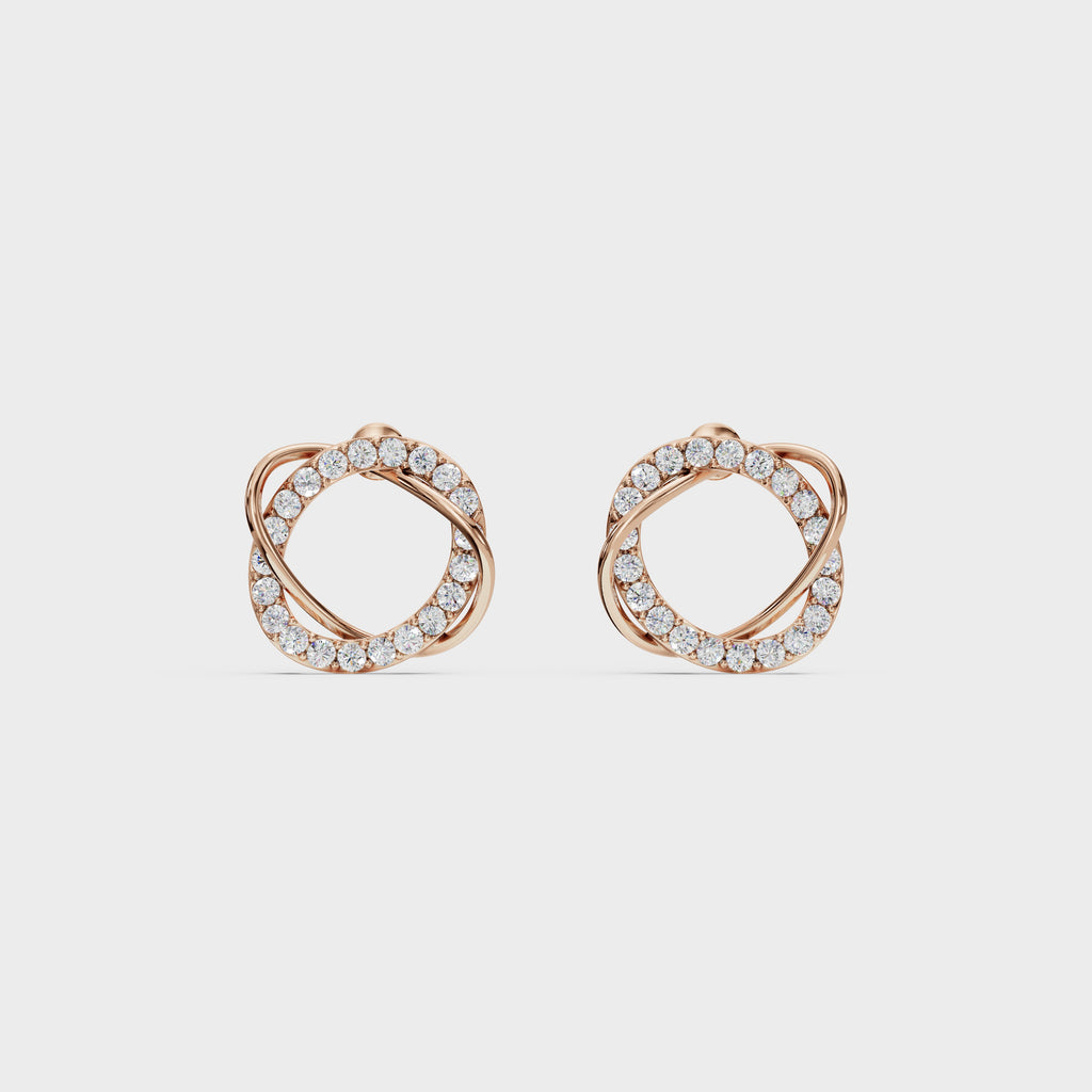 Pave Diamond Knot Stud Earrings