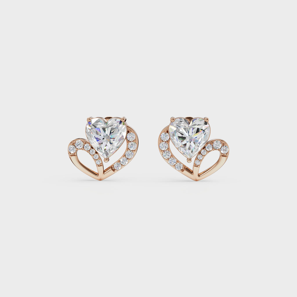Love's Embrace Diamond Heart Stud Earrings