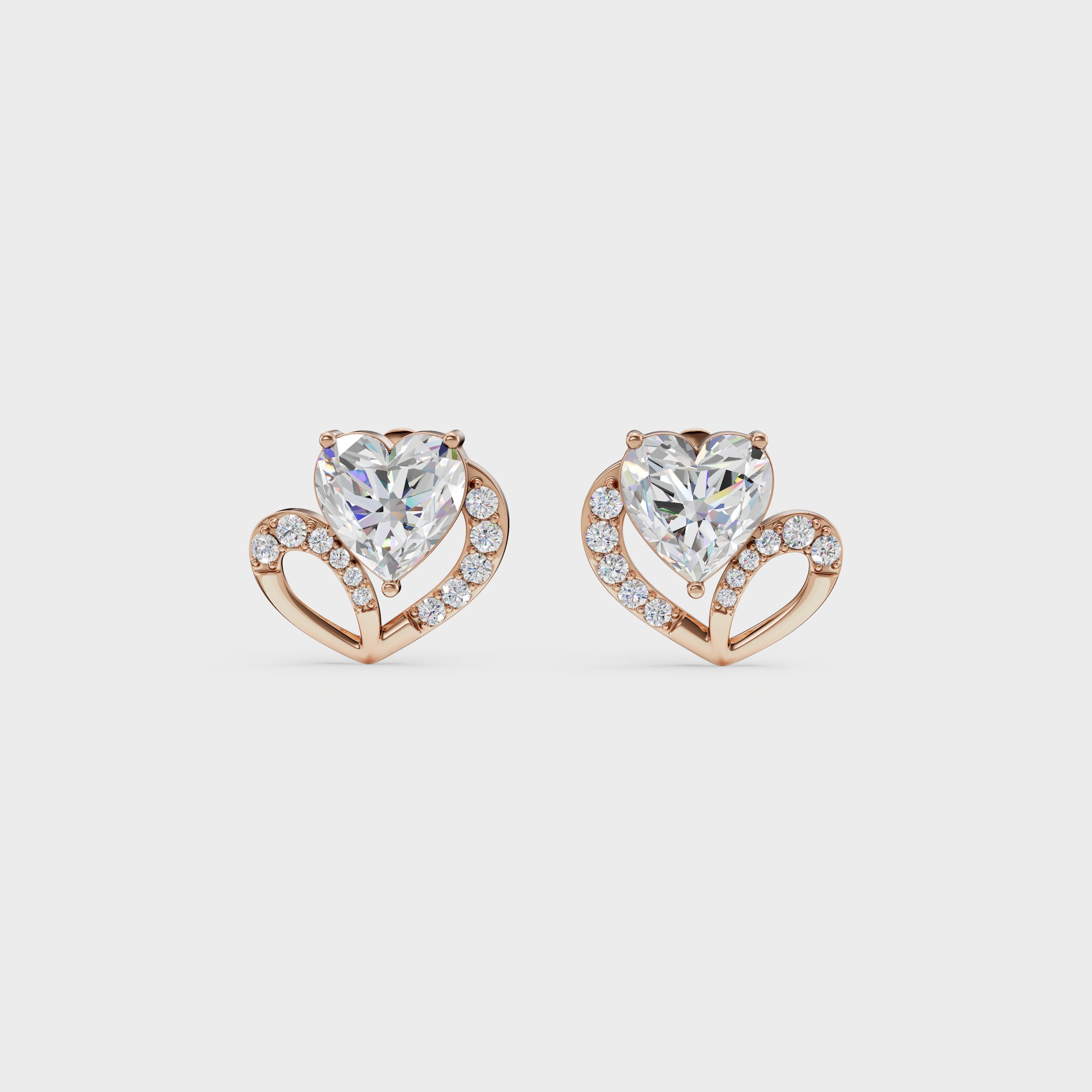 Love's Embrace Diamond Heart Stud Earrings