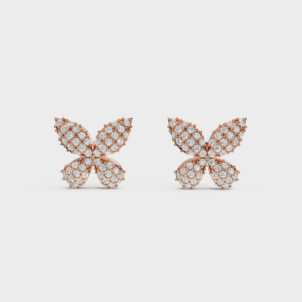 Diamond Pave Butterfly Stud Earrings