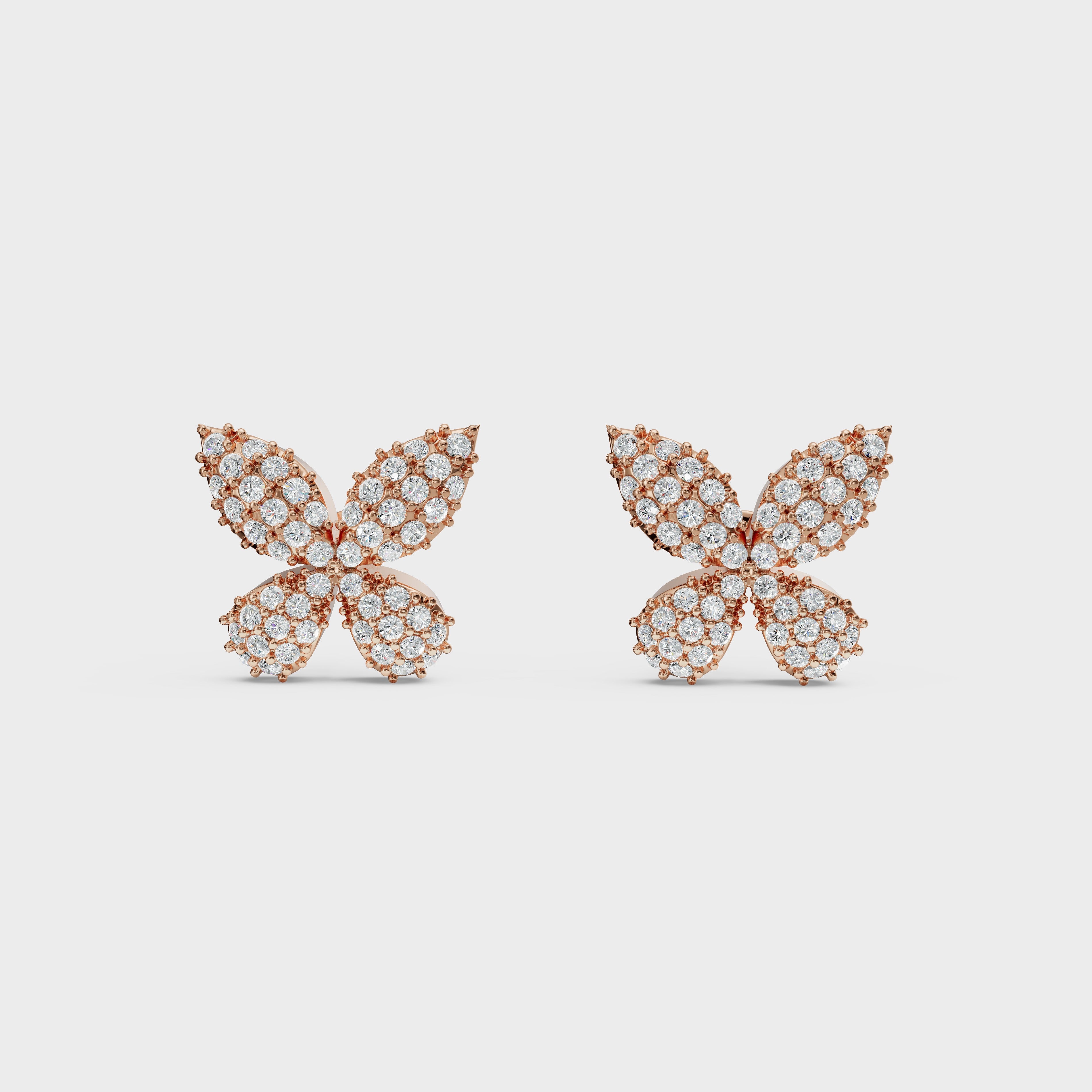 Diamond Pave Butterfly Stud Earrings