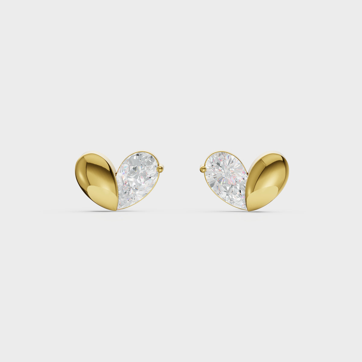 Heart Shaped Diamond Stud Earrings