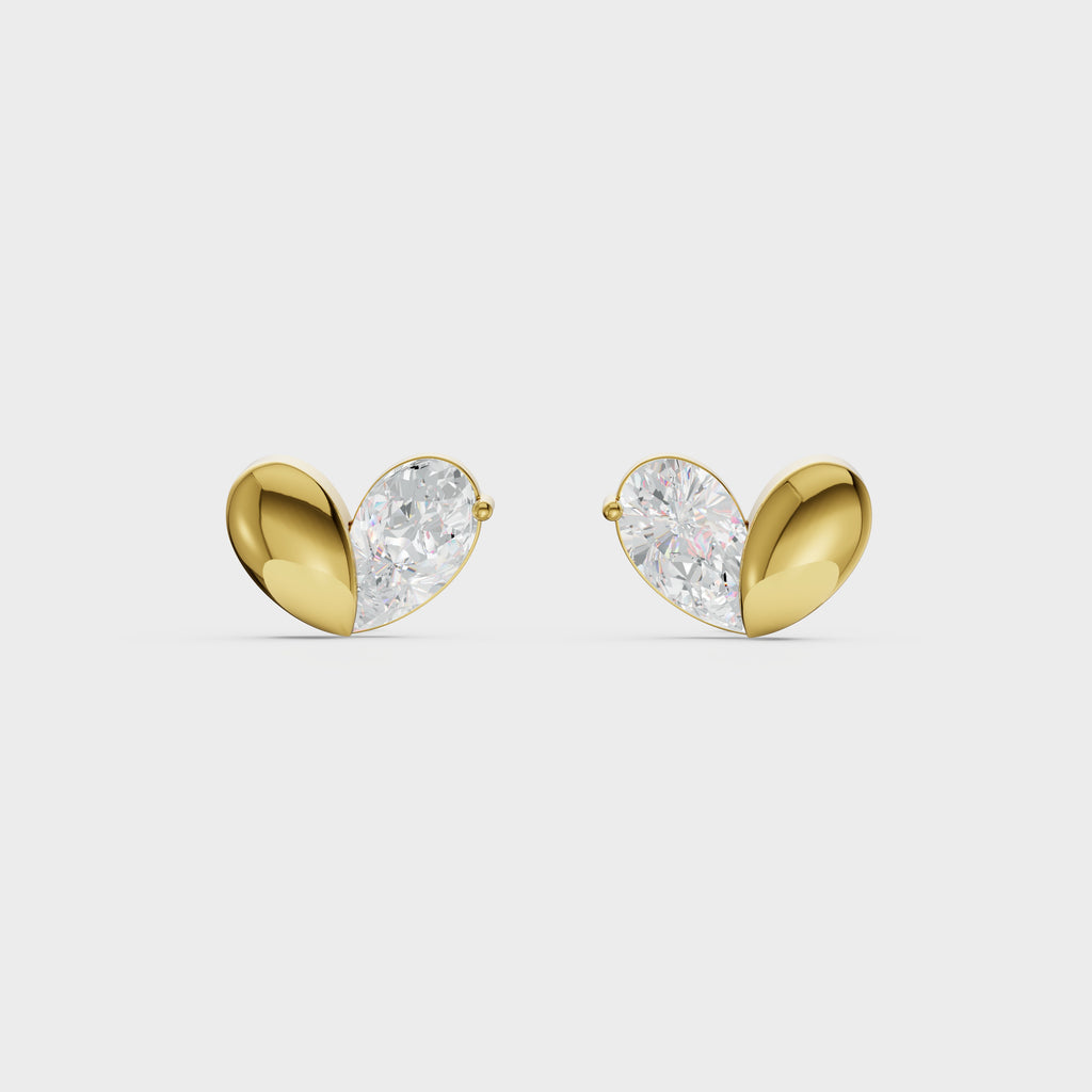 Heart Shaped Diamond Stud Earrings
